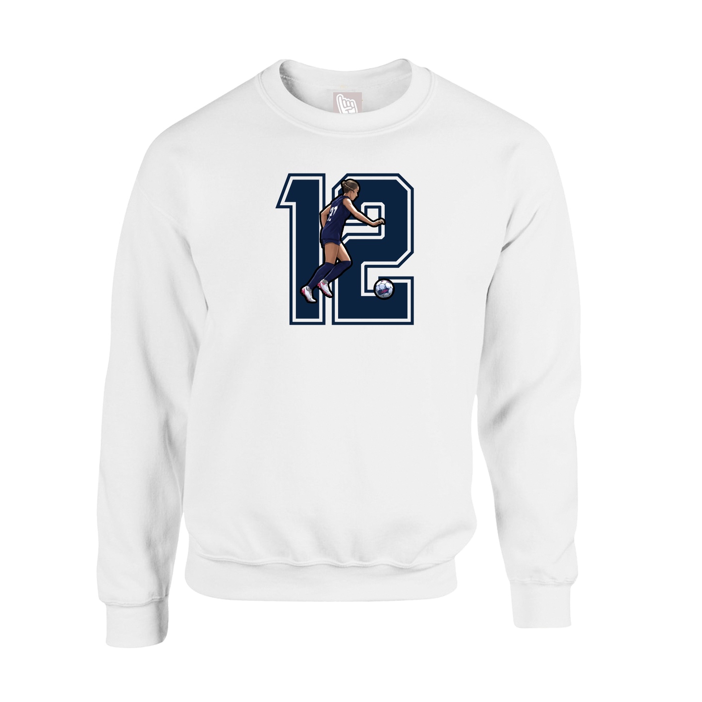 Fleece Crew — Number in White
