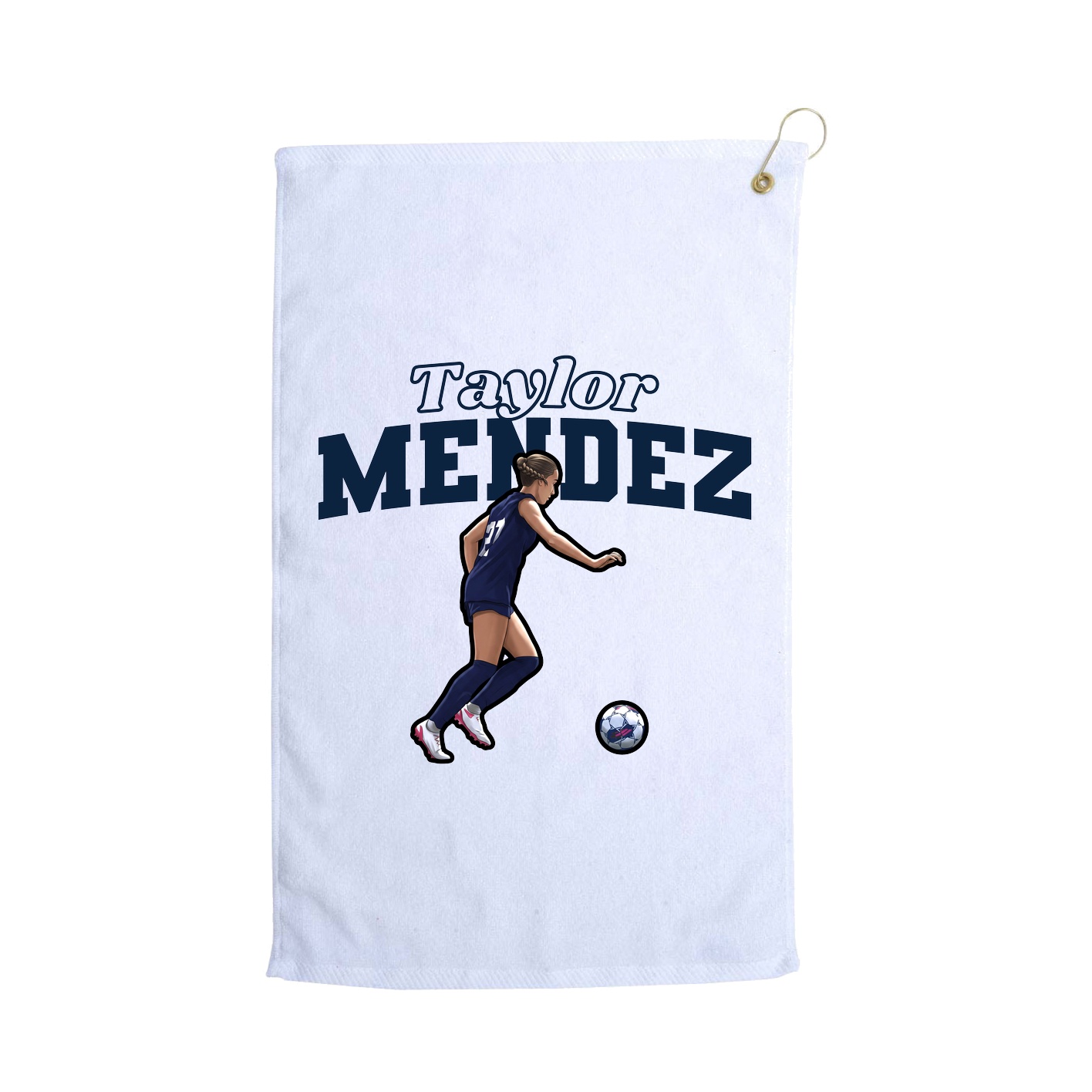 Golf Towel — Name Arch in White