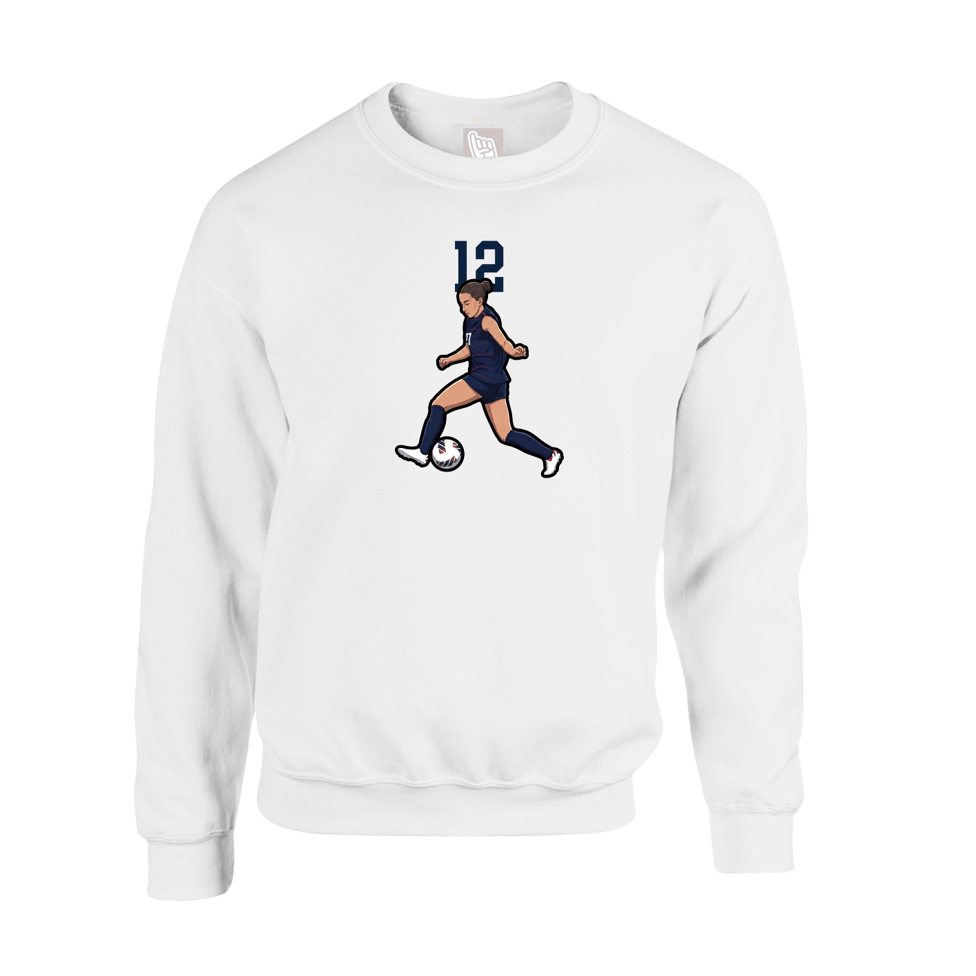 Fleece Crew — Number Top in White