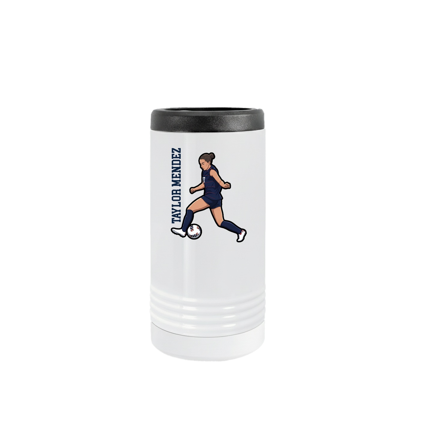 Slim Beverage Holder — Name Vertical in White