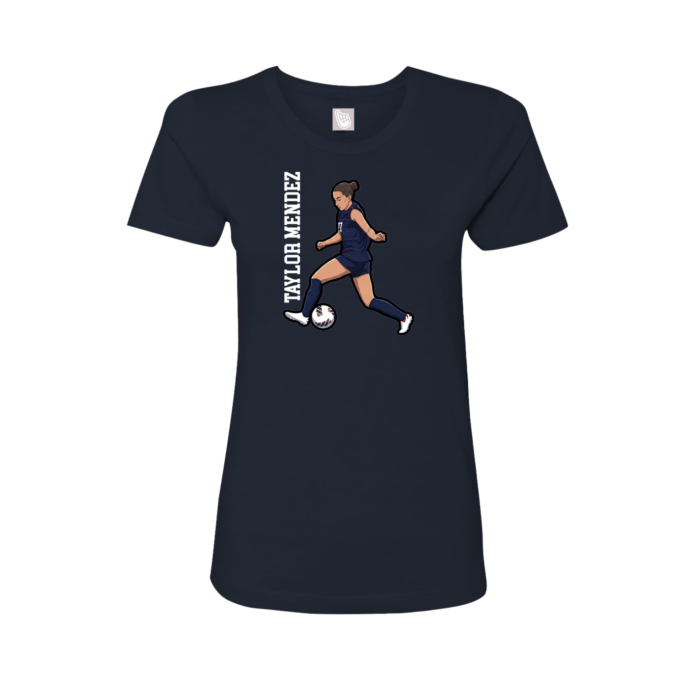 Womens Tee — Name Vertical in Navy