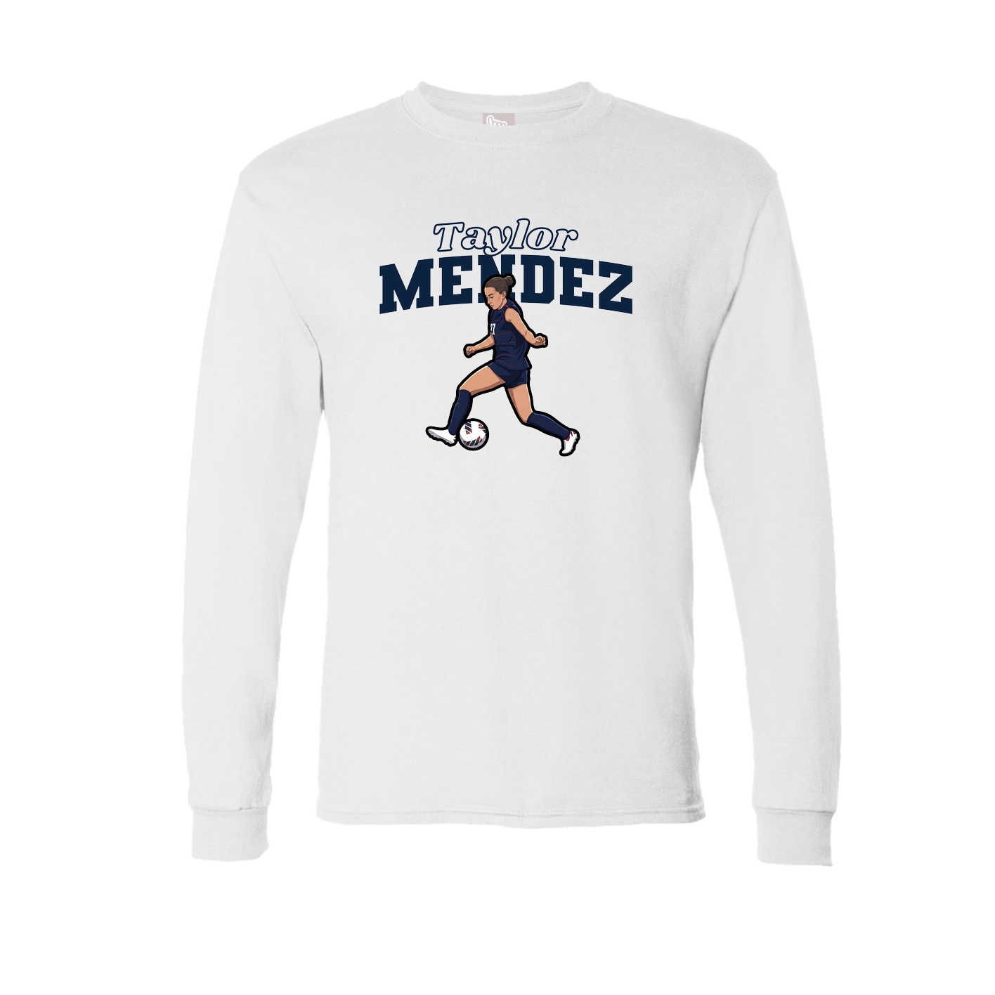 Long Sleeve Tee — Name Arch in White