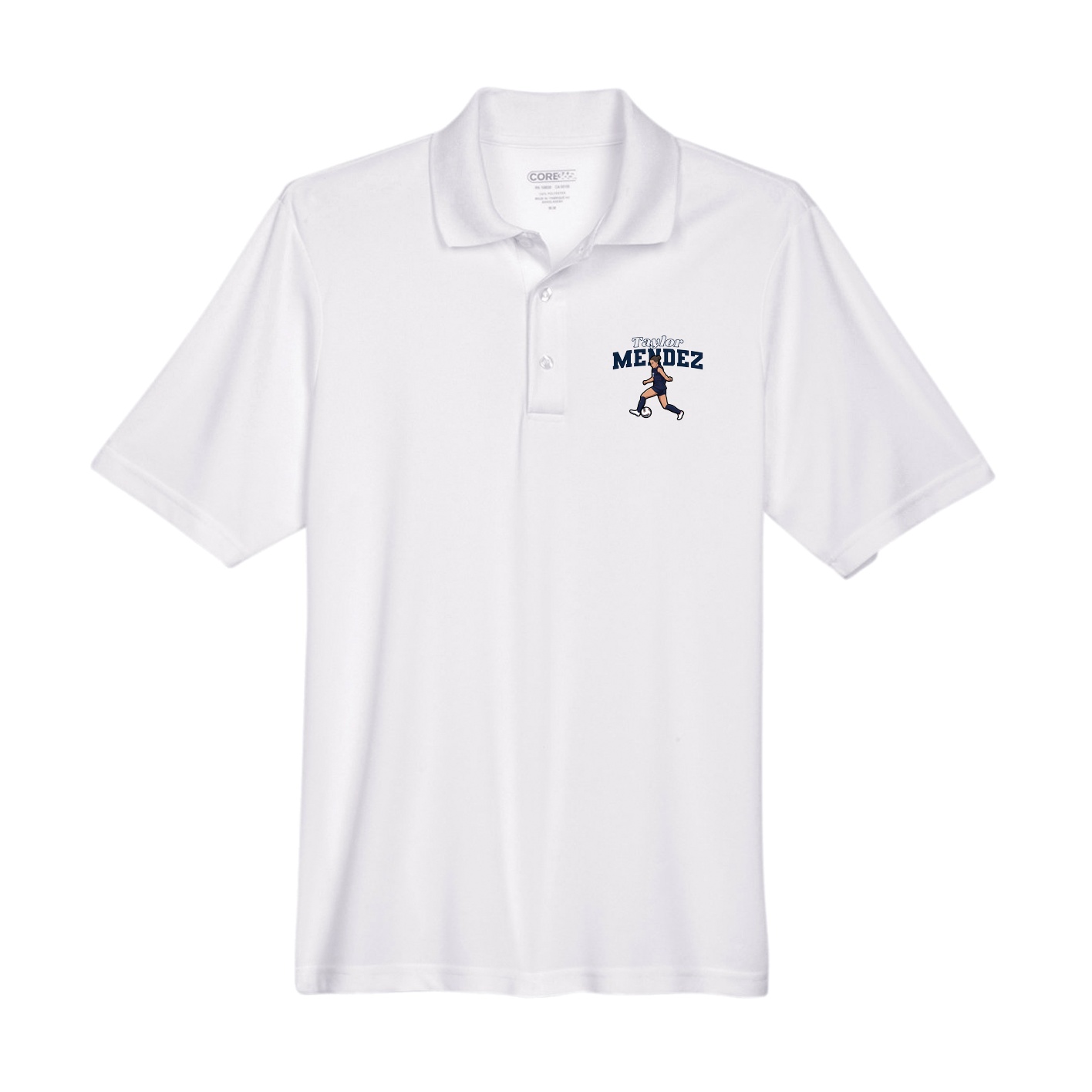 Performance Polo — Name Arch in White