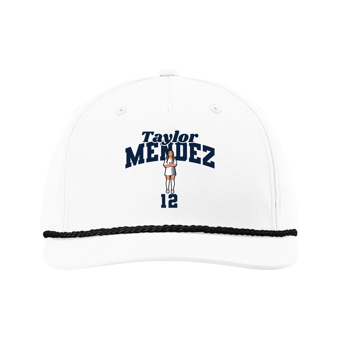 Five-Panel Classic Rope Cap — Signature Arch in White