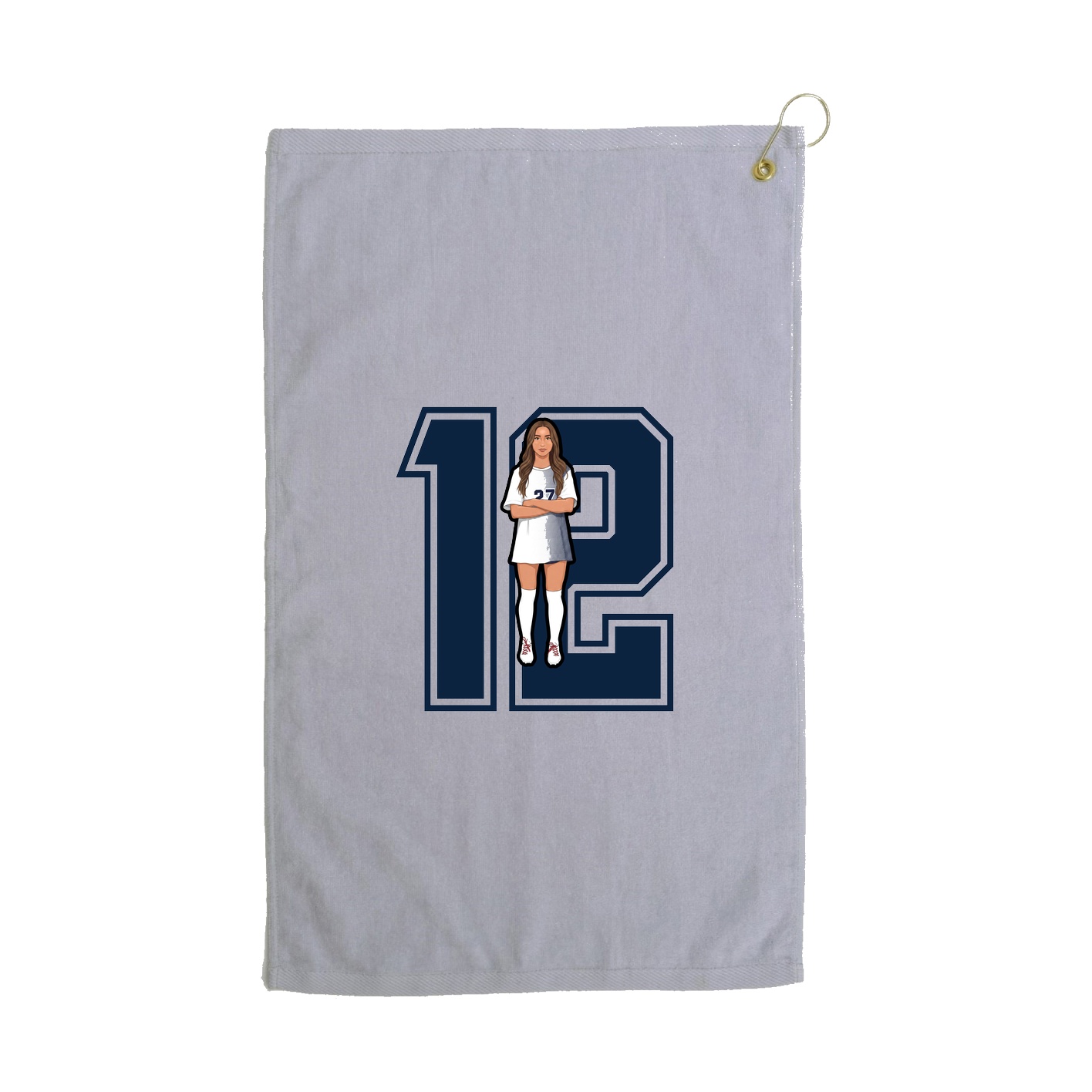 Golf Towel — Number in Grey