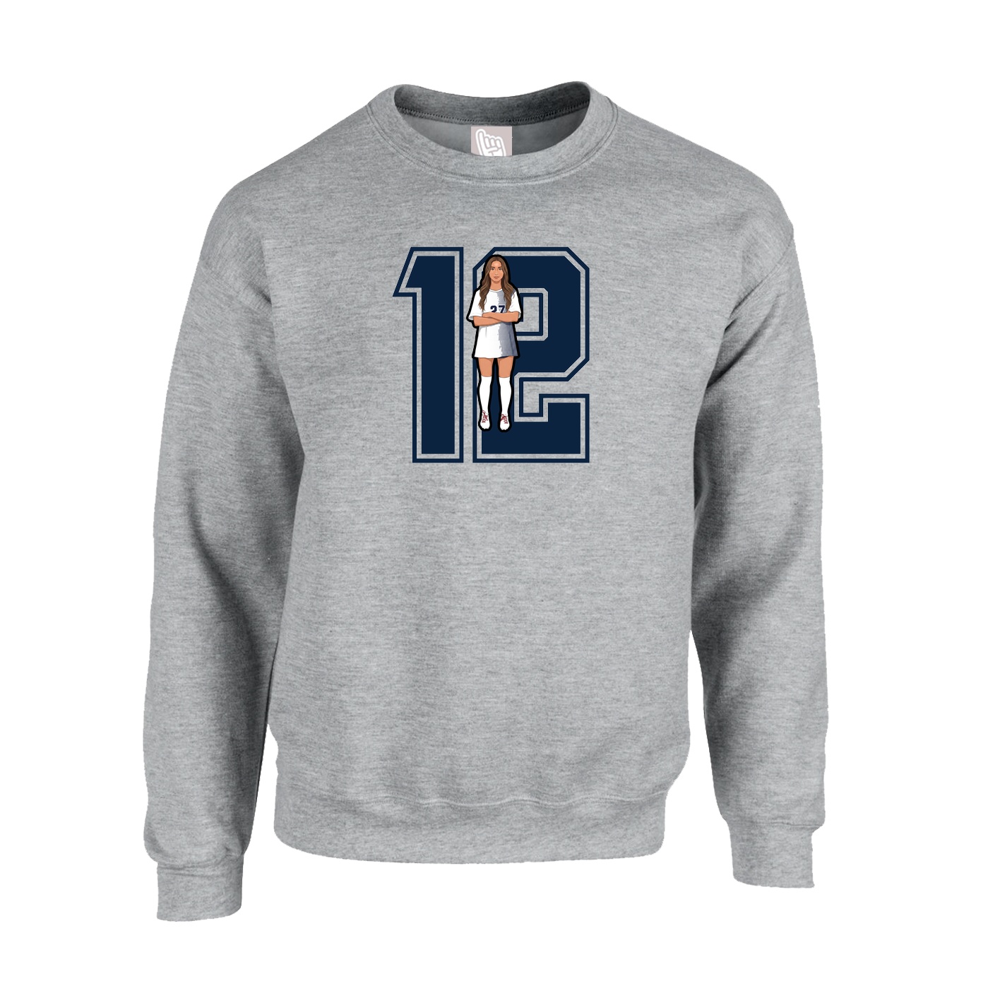 Fleece Crew — Number in Grey