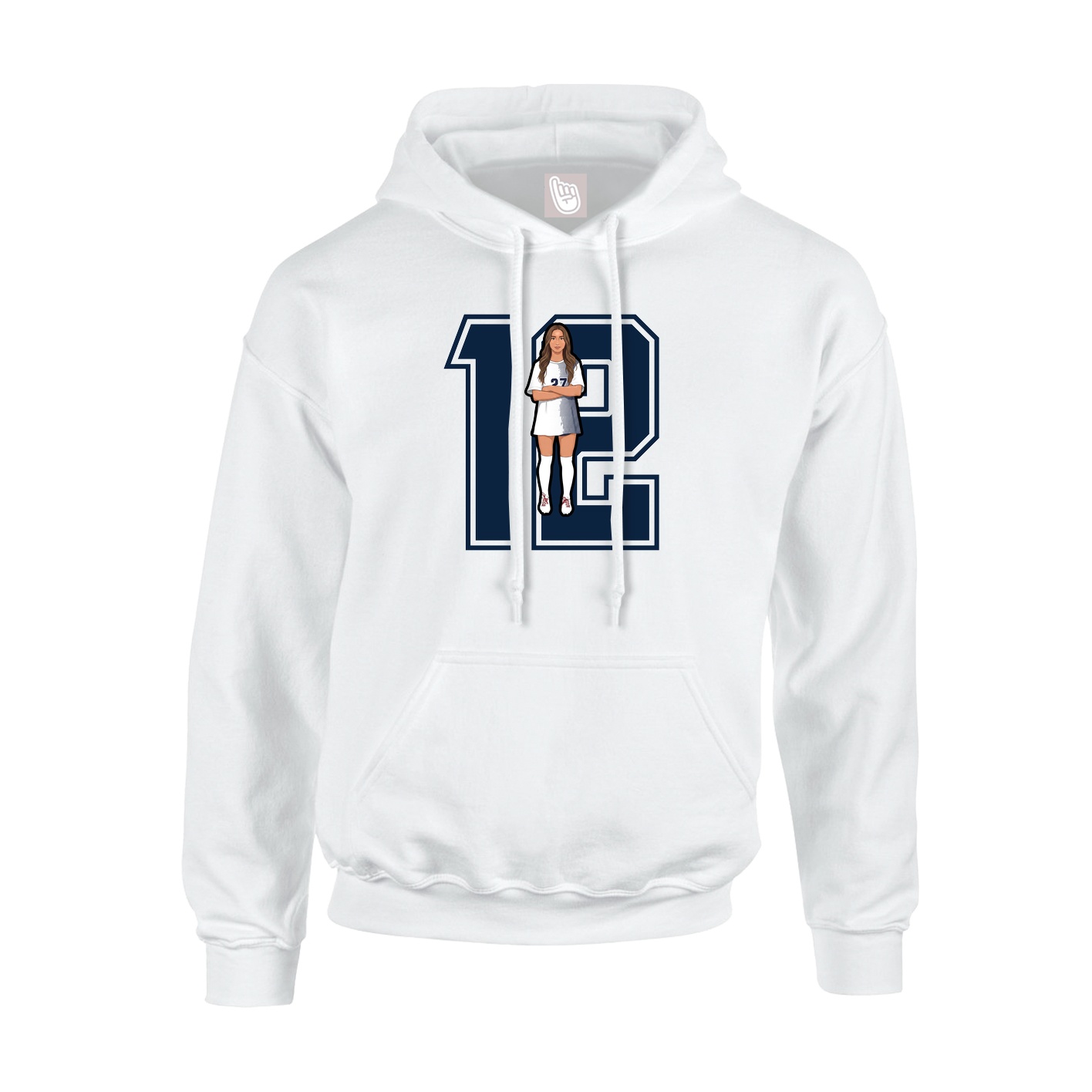 Youth Hoodie — Number in White