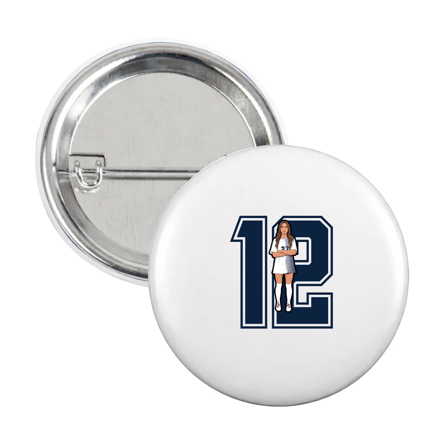 Game Day Button — Number in White