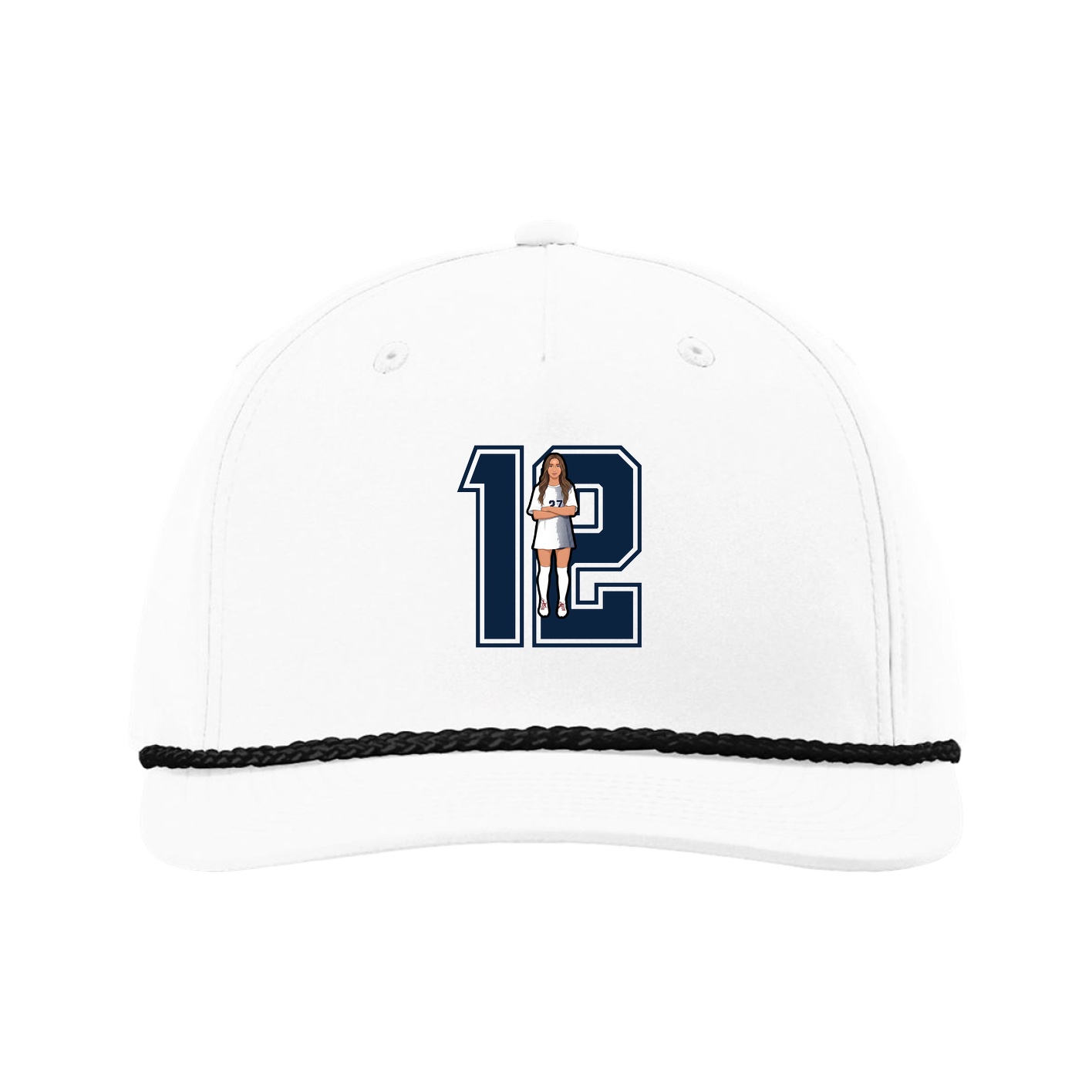 Five-Panel Classic Rope Cap — Number in White