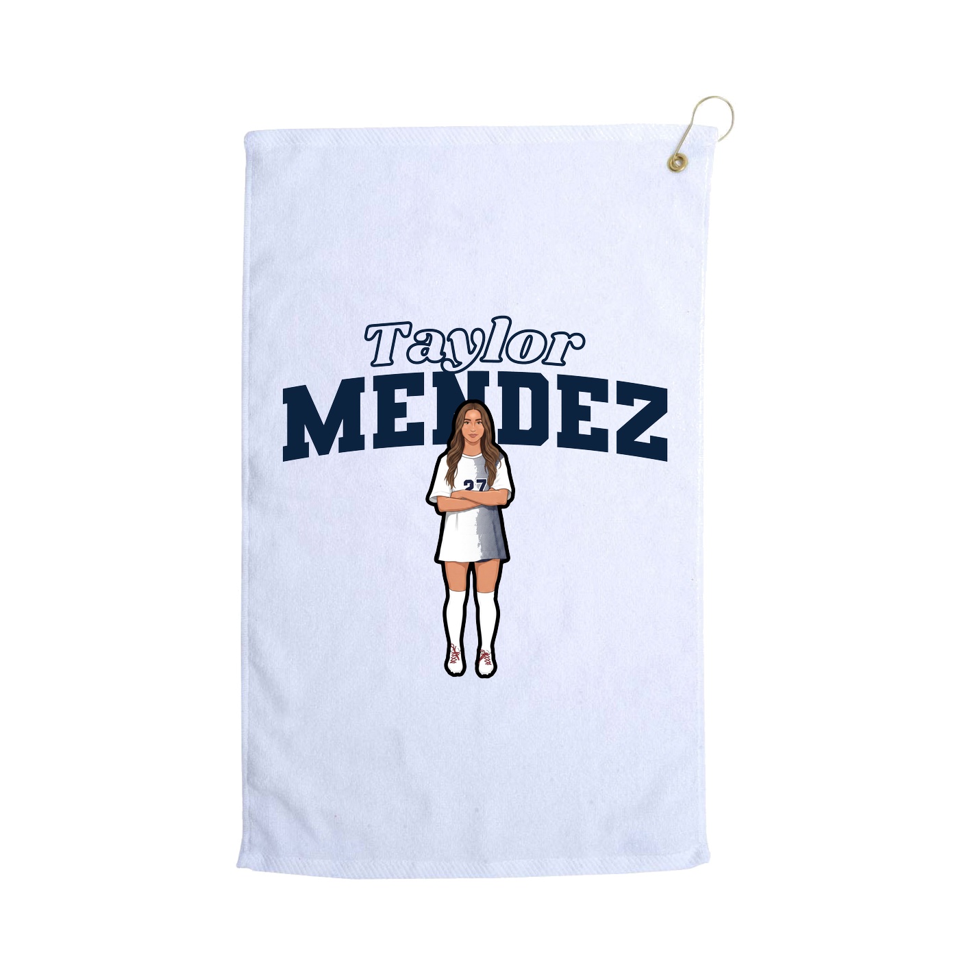 Golf Towel — Name Arch in White