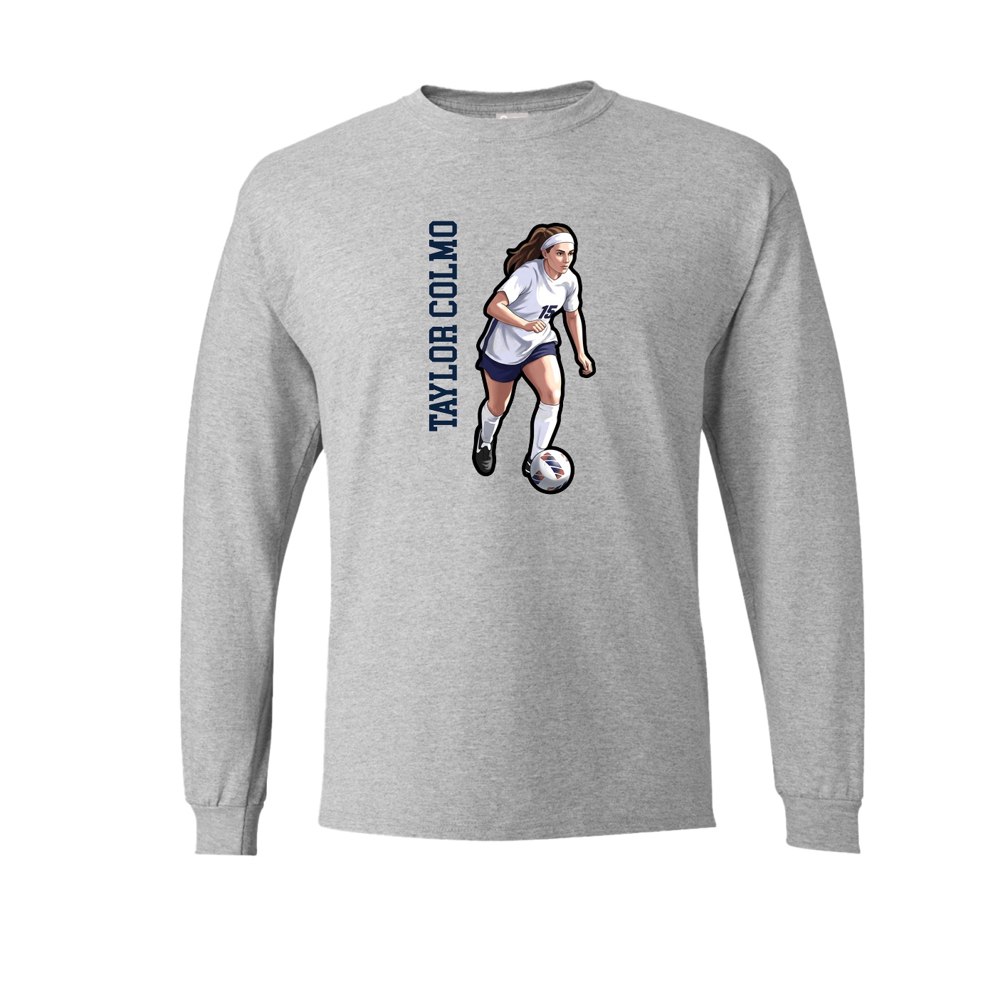 Long Sleeve Tee — Name Vertical in Grey