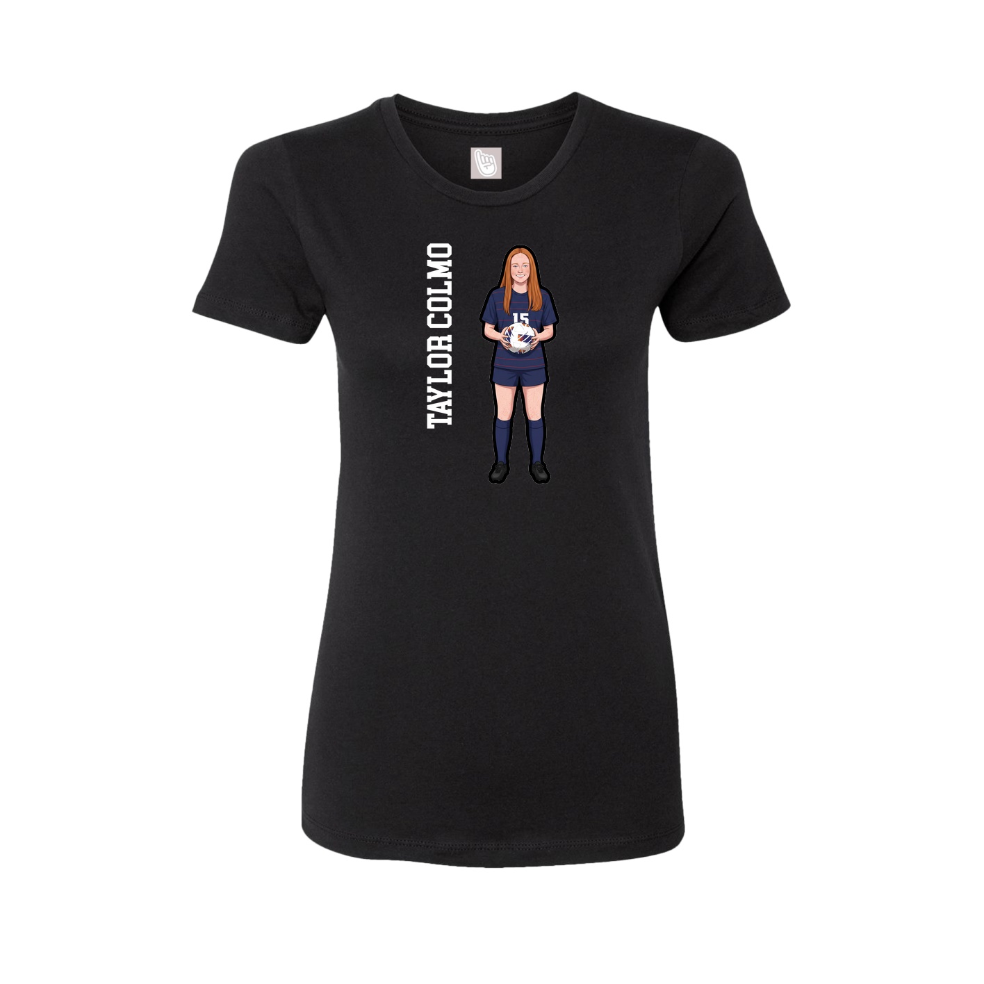 Fitted Women's Tee — Name Vertical in Black