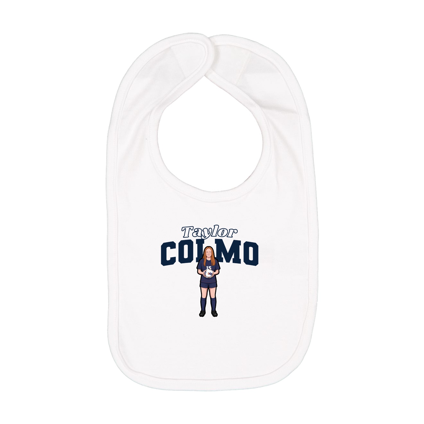 Infant Bib — Name Arch in White