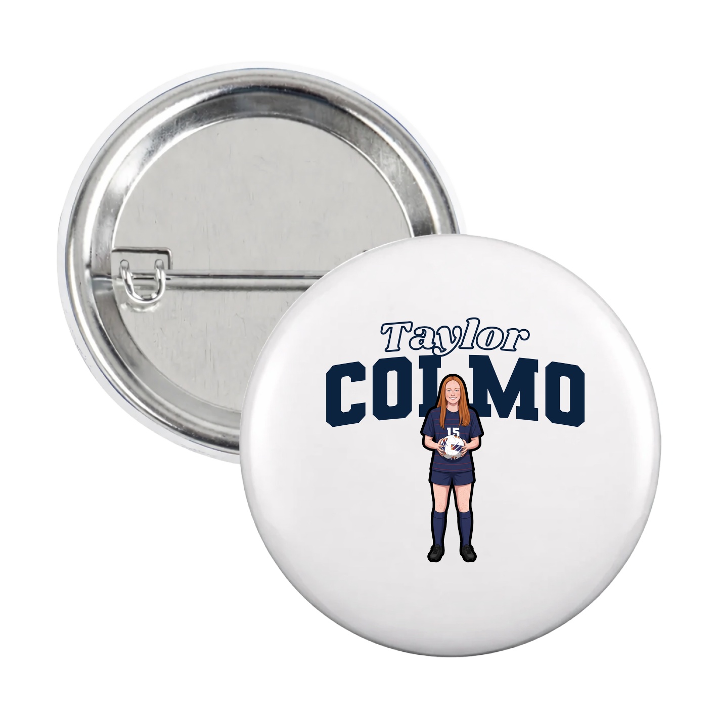 Game Day Button — Name Arch in White