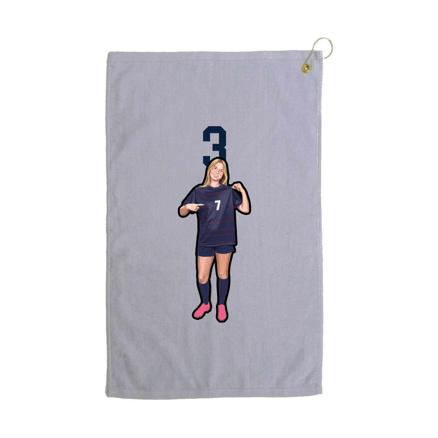 Golf Towel — Number Top in Grey