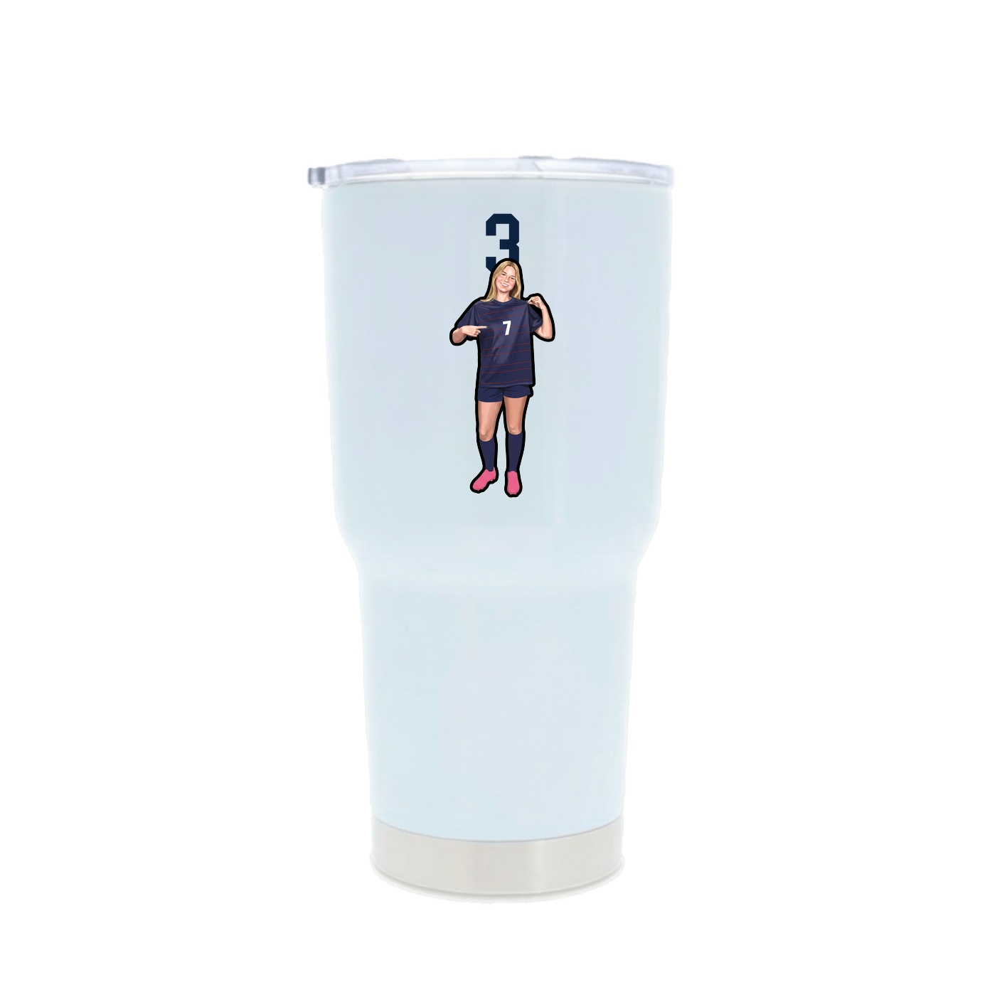 30oz Stainless Steel Tumbler — Number Top in White