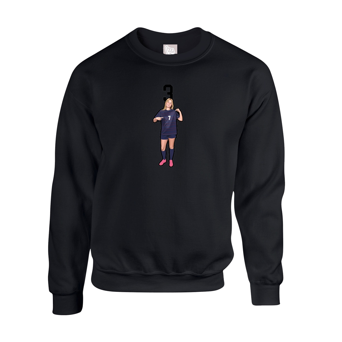 Fleece Crew — Number Top in Black