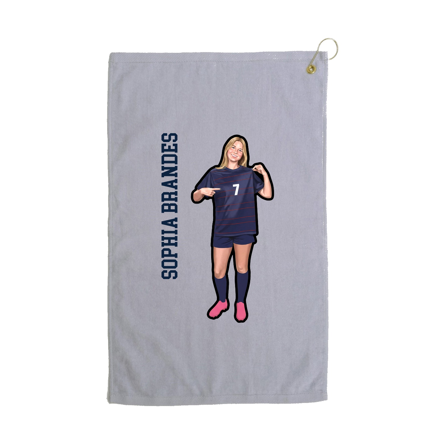 Golf Towel — Name Vertical in Grey