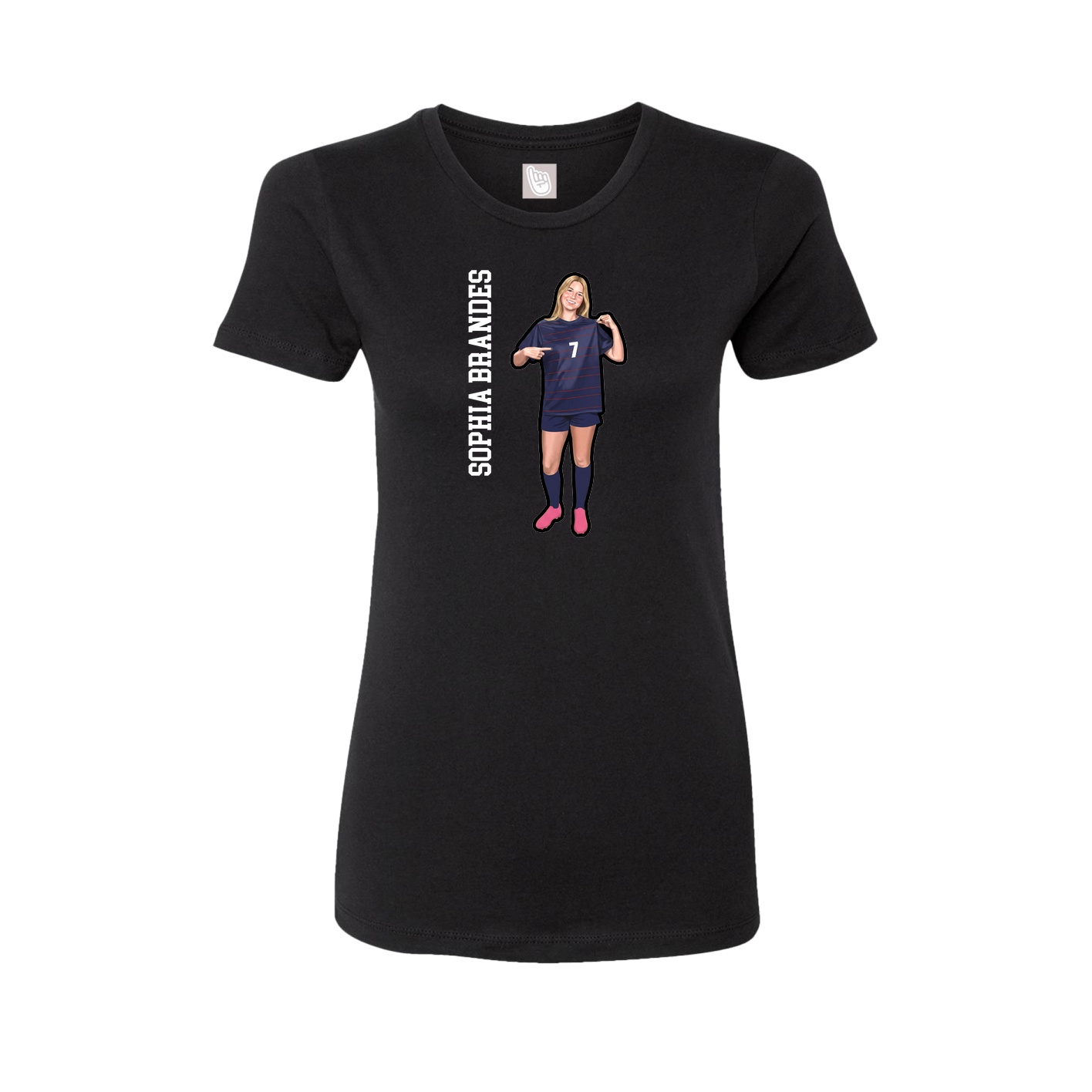 Fitted Women's Tee — Name Vertical in Black