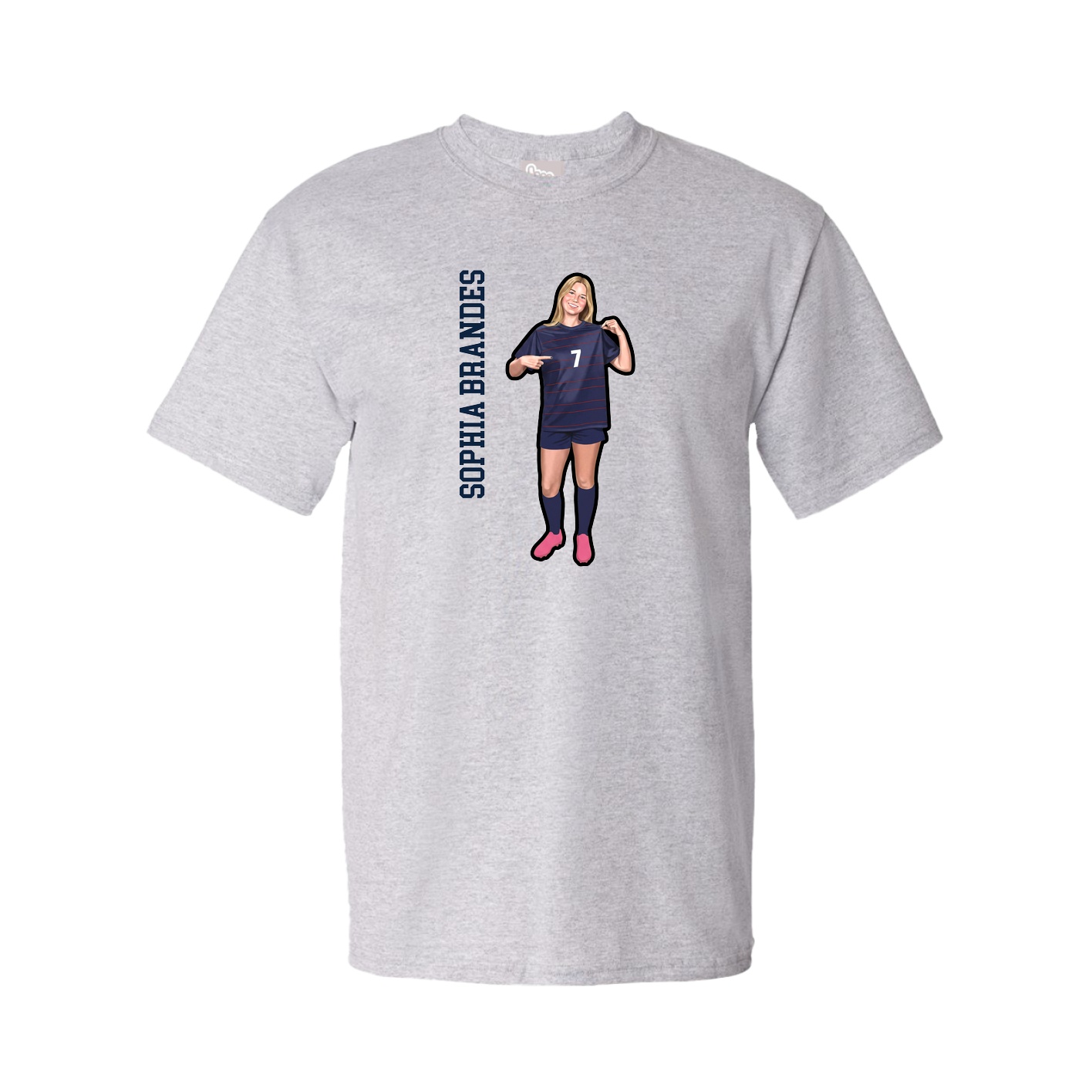 Youth Tee — Name Vertical in Grey