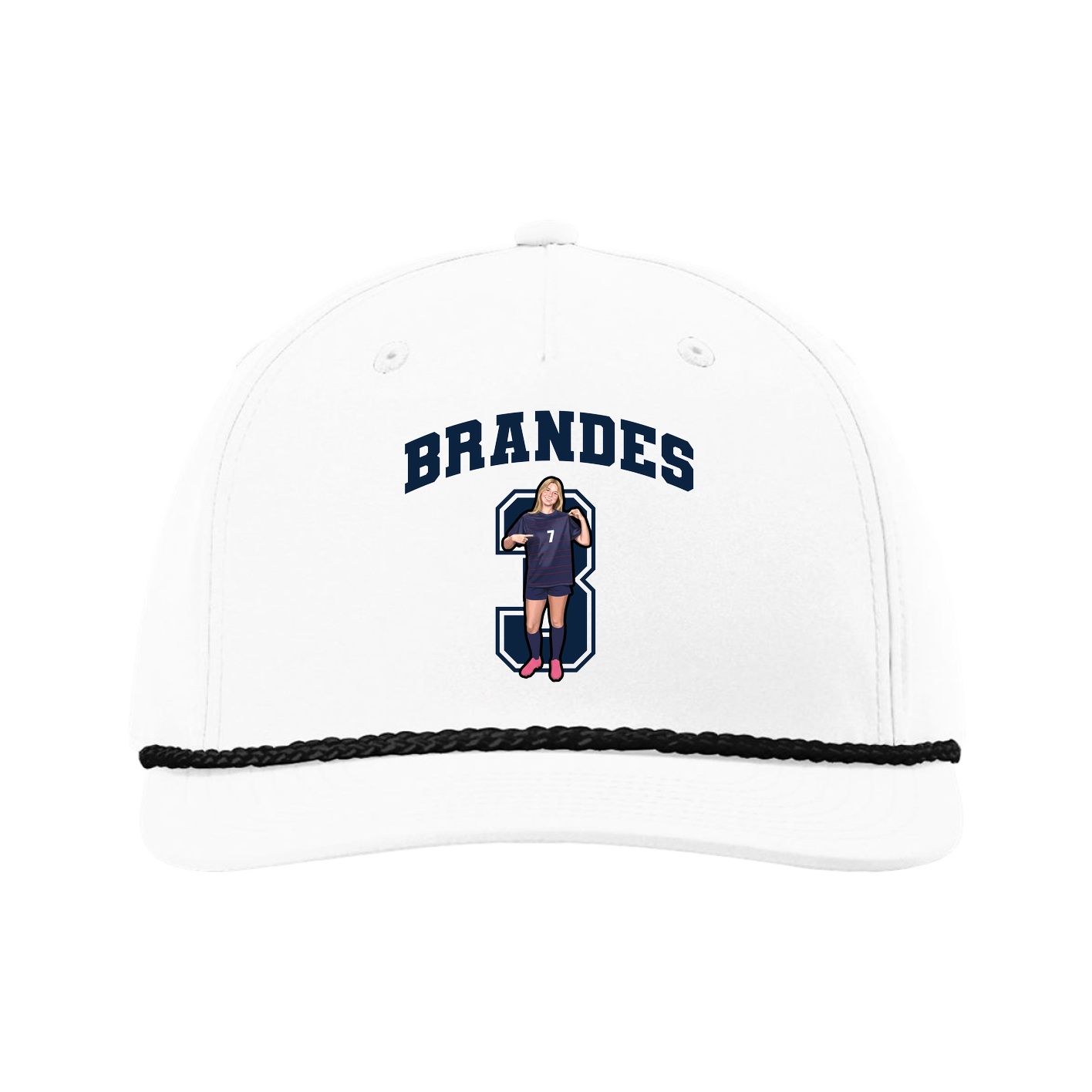 Five-Panel Classic Rope Cap — Number in White