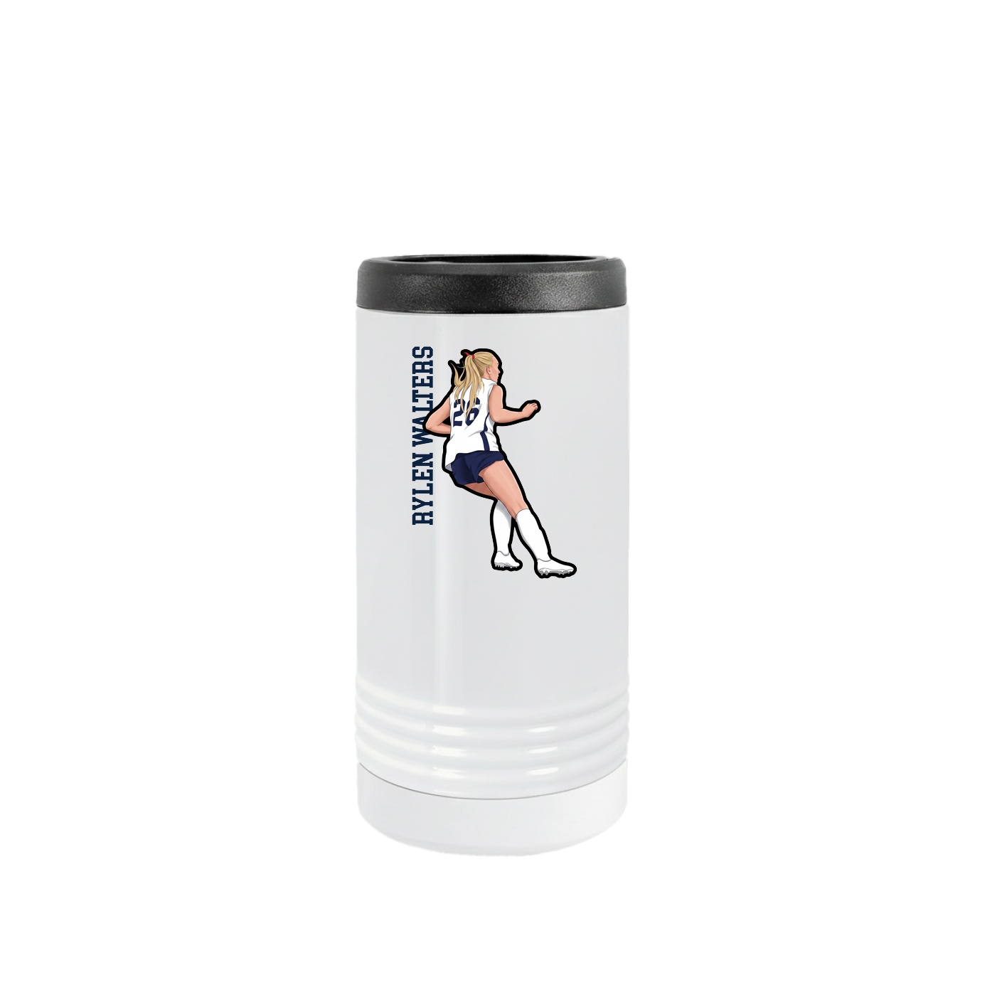 Slim Beverage Holder — Name Vertical in White