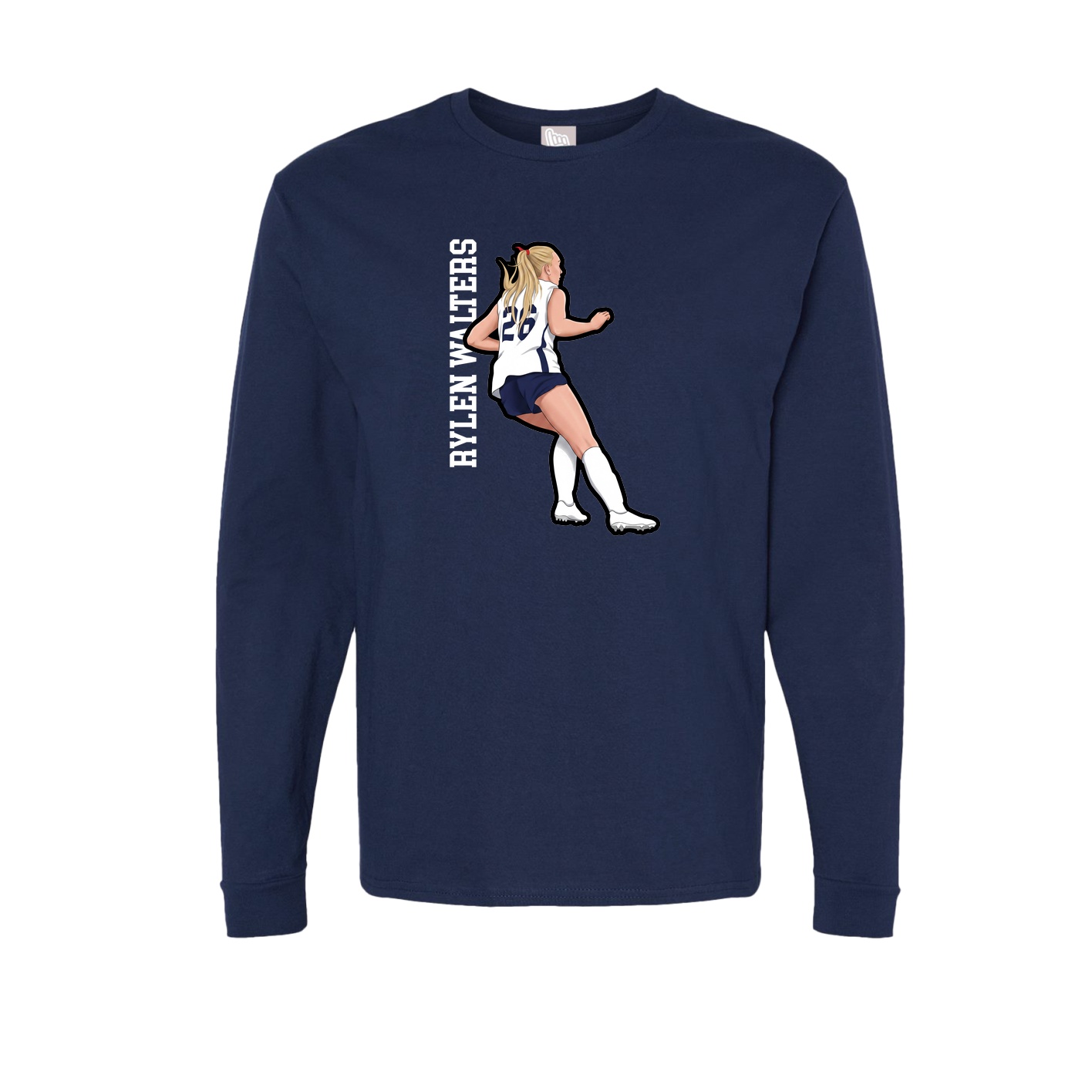 Long Sleeve Tee — Name Vertical in Navy