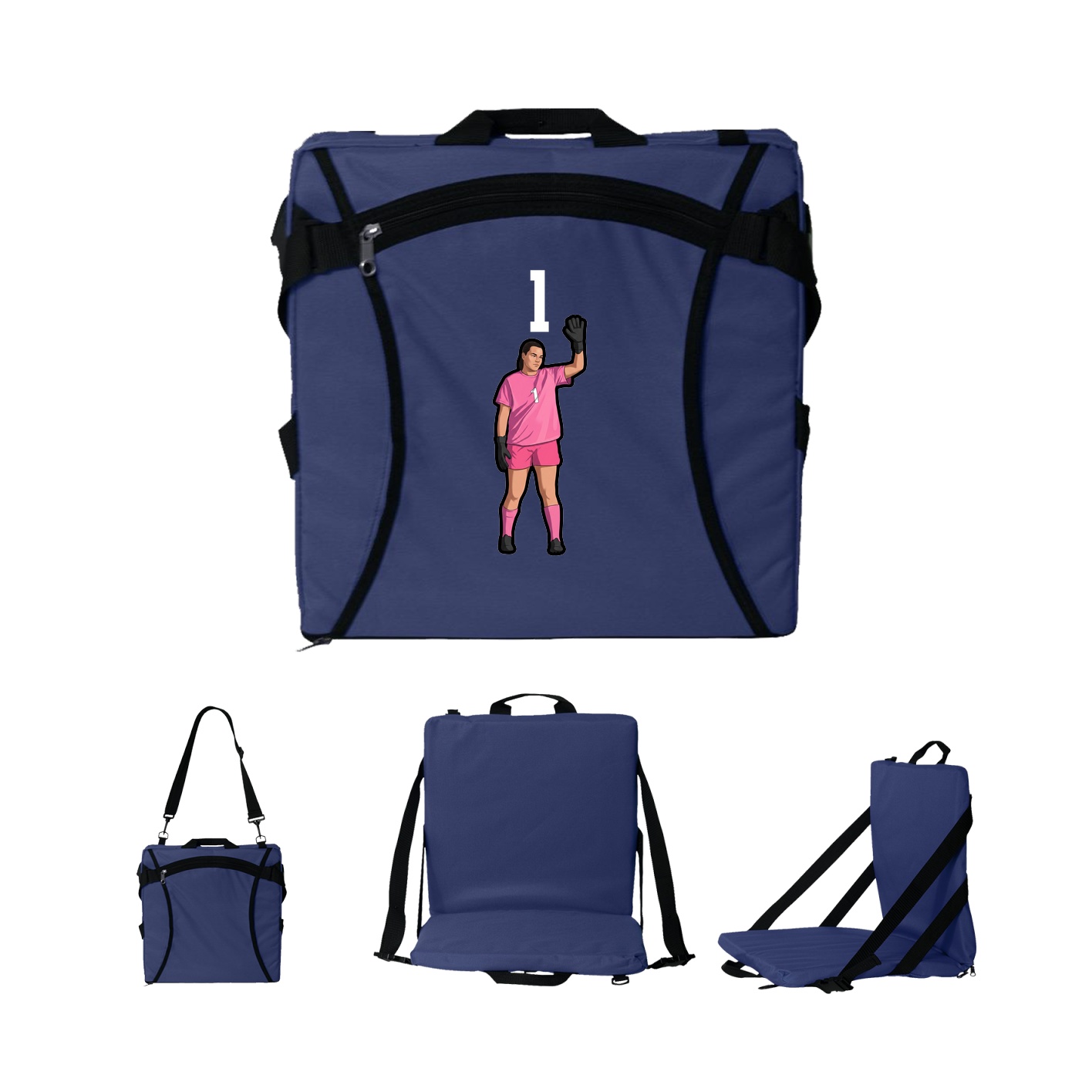 Folding Stadium Seat — Number Top in Navy