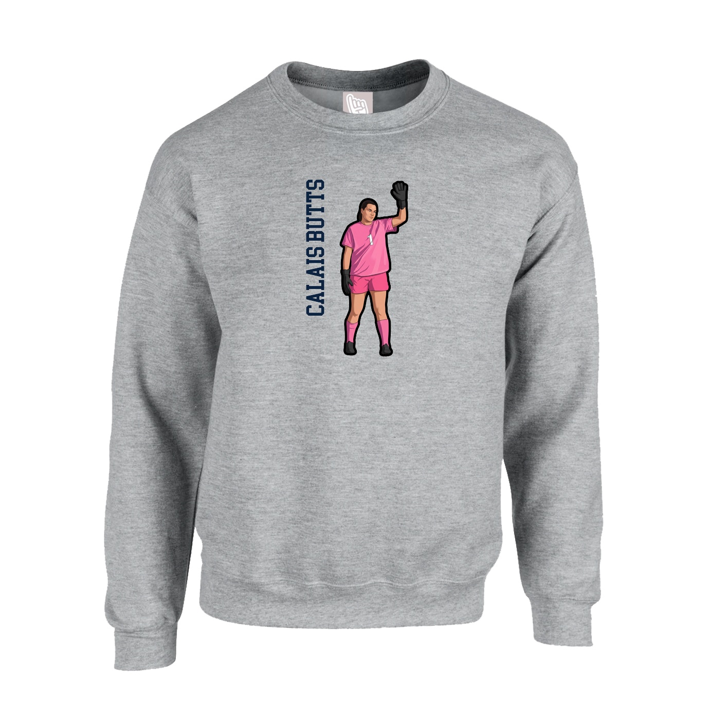 Fleece Crew — Name Vertical in Grey