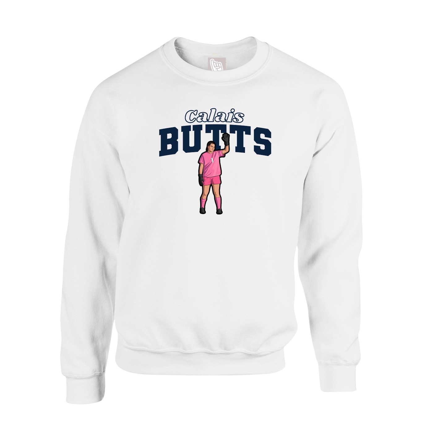 Fleece Crew — Name Arch in White