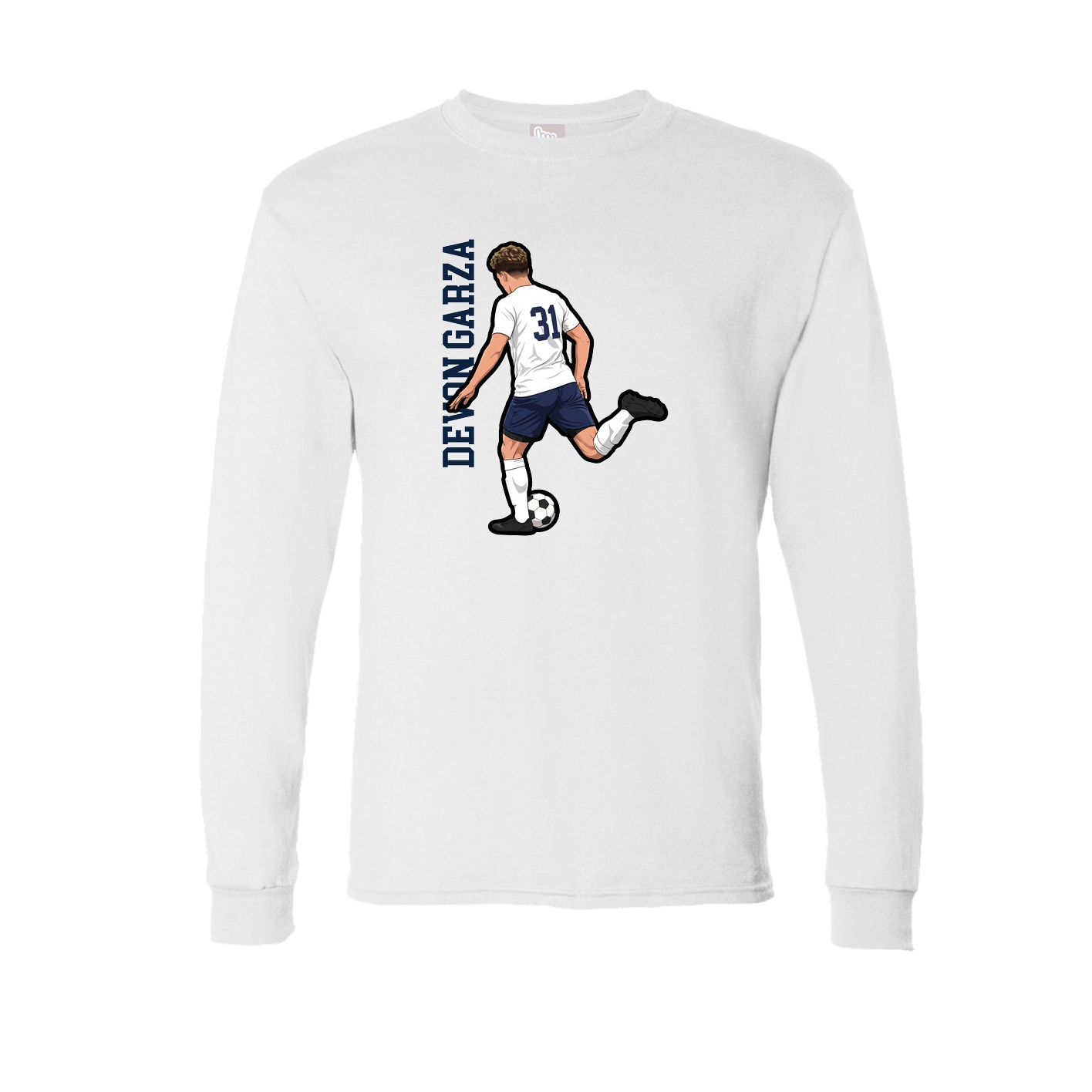Long Sleeve Tee — Name Vertical in White