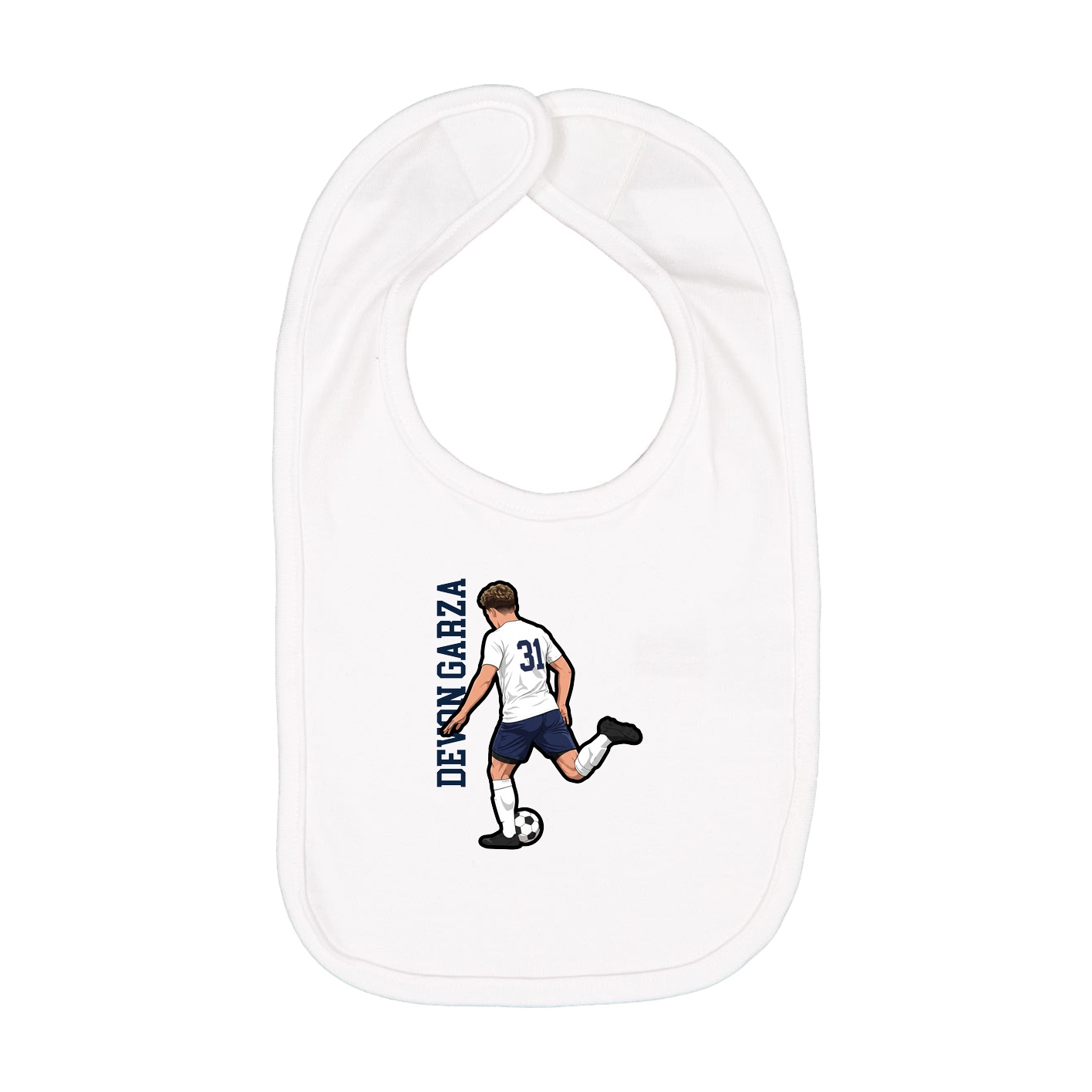 Infant Bib — Name Vertical in White