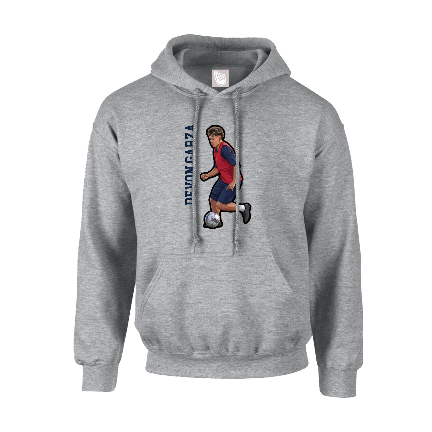Youth Hoodie — Name Vertical in Grey