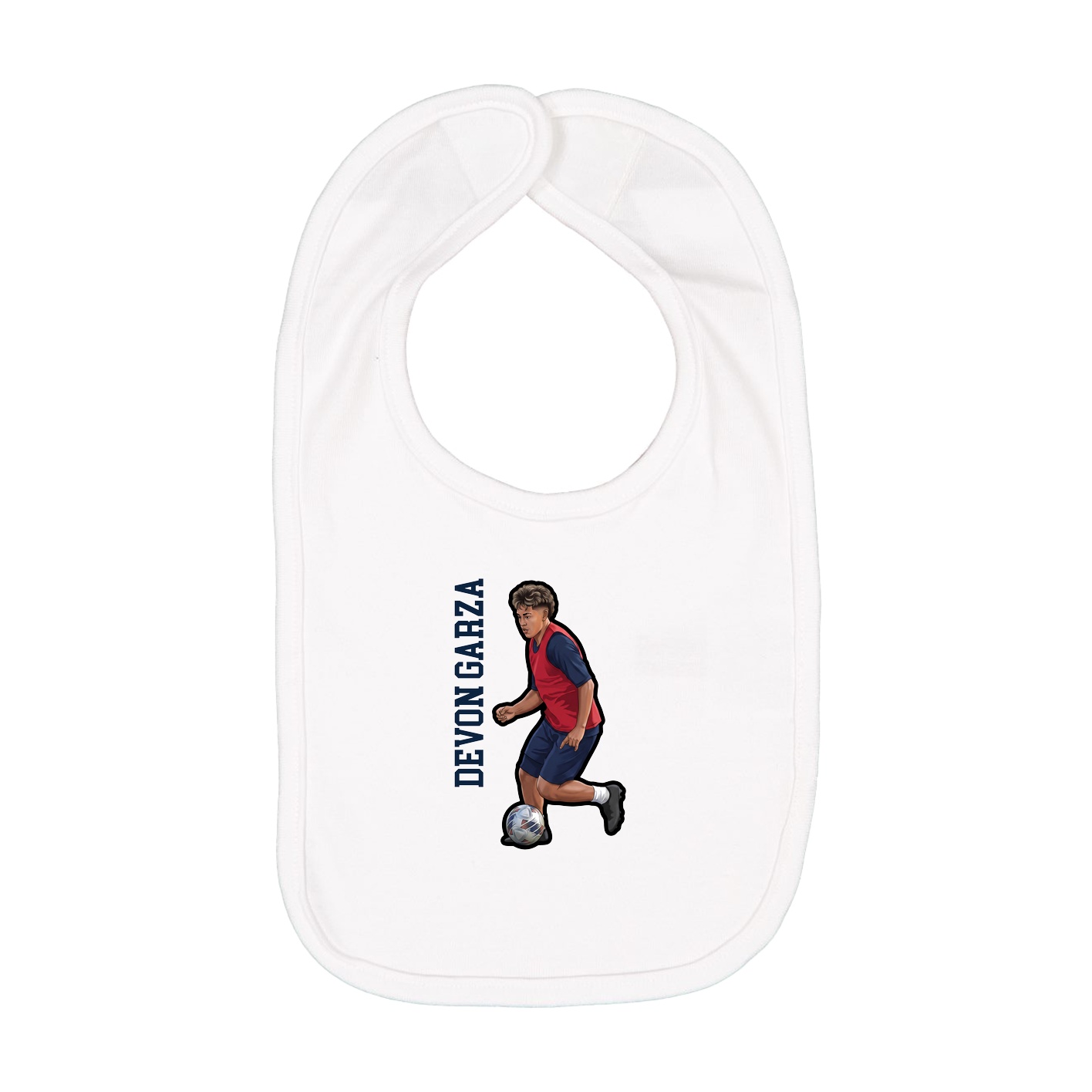 Infant Bib — Name Vertical in White