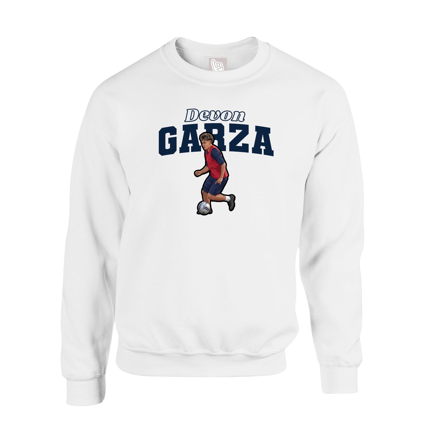 Fleece Crew — Name Arch in White