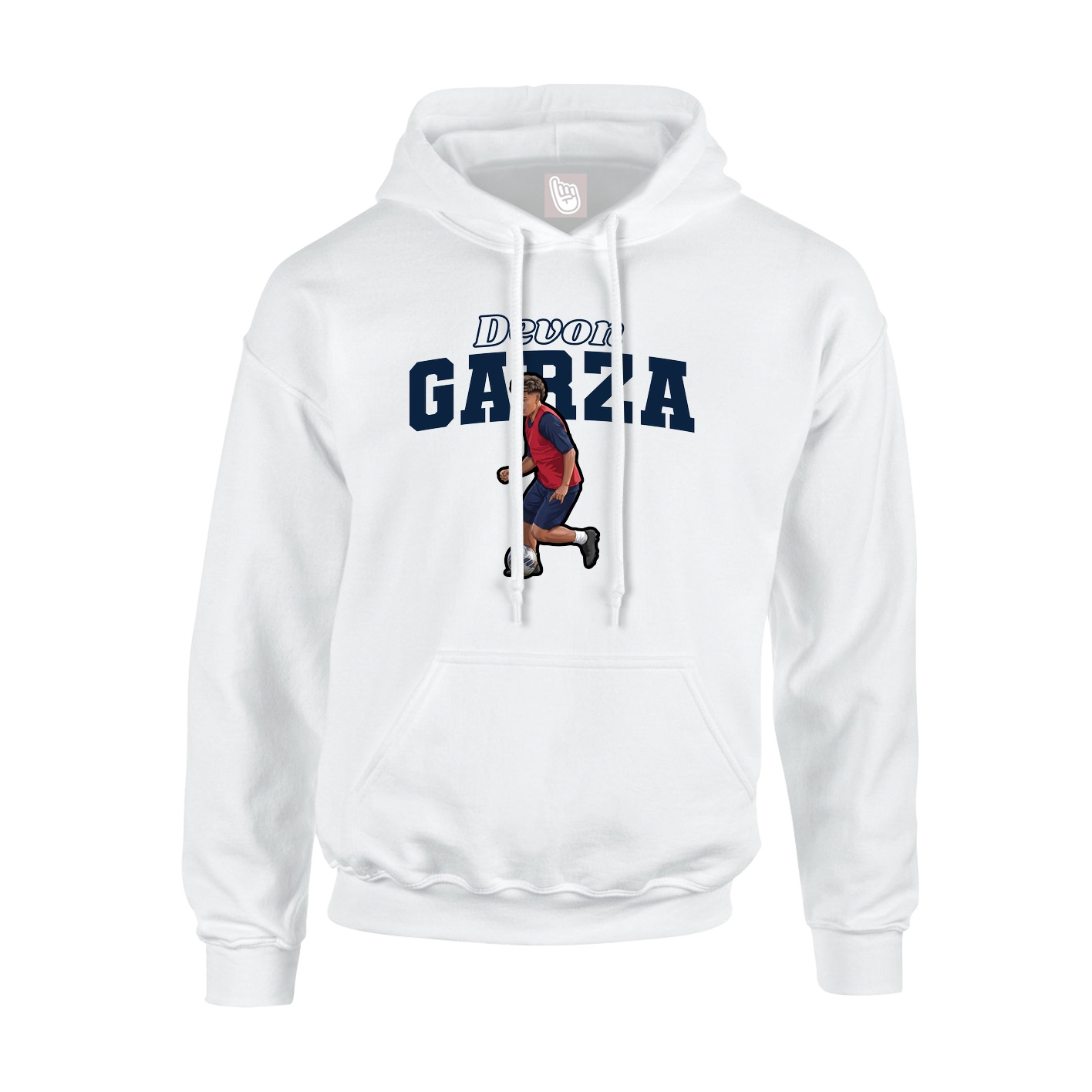Youth Hoodie — Name Arch in White