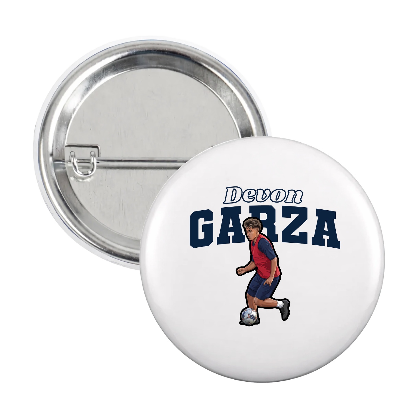 Game Day Button — Name Arch in White