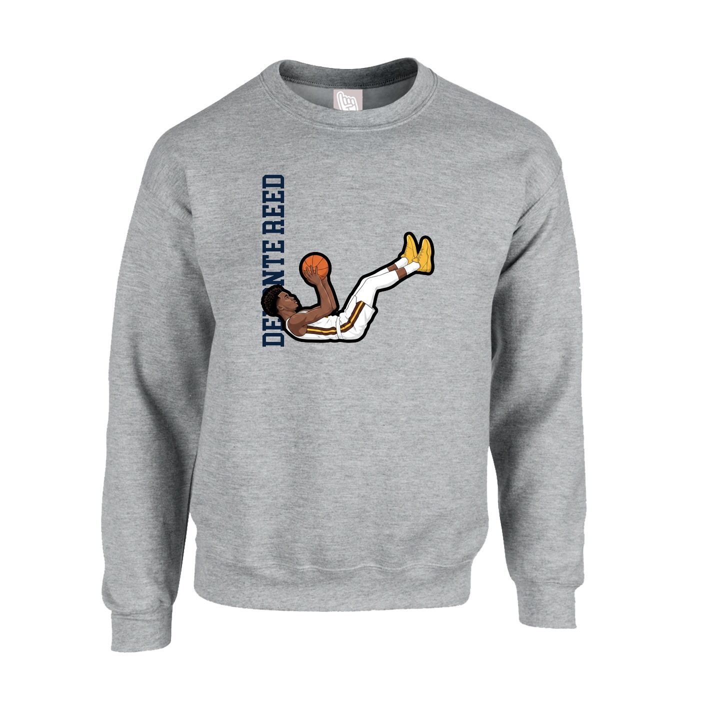 Fleece Crew — Name Vertical in Grey