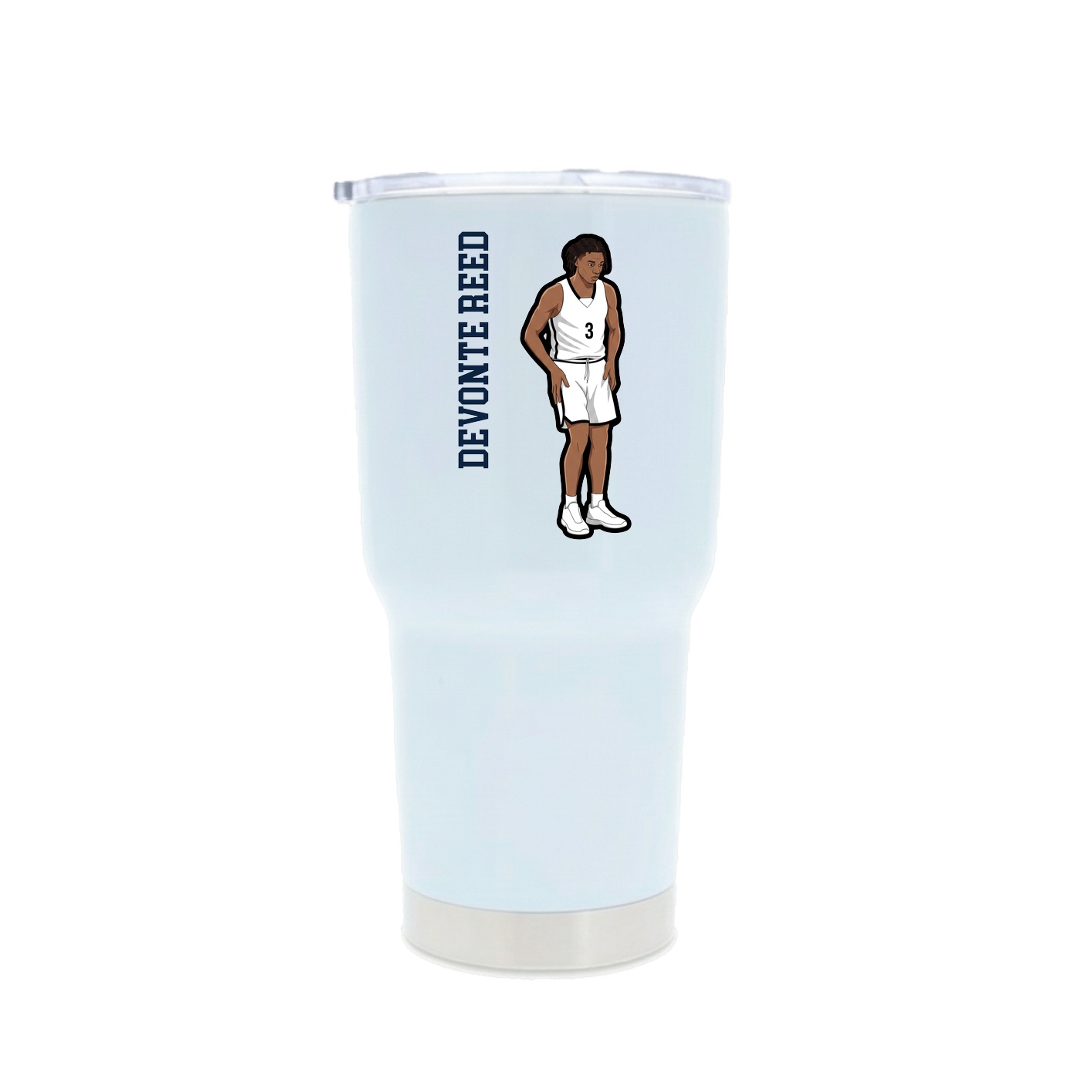 30oz Stainless Steel Tumbler — Name Vertical in White
