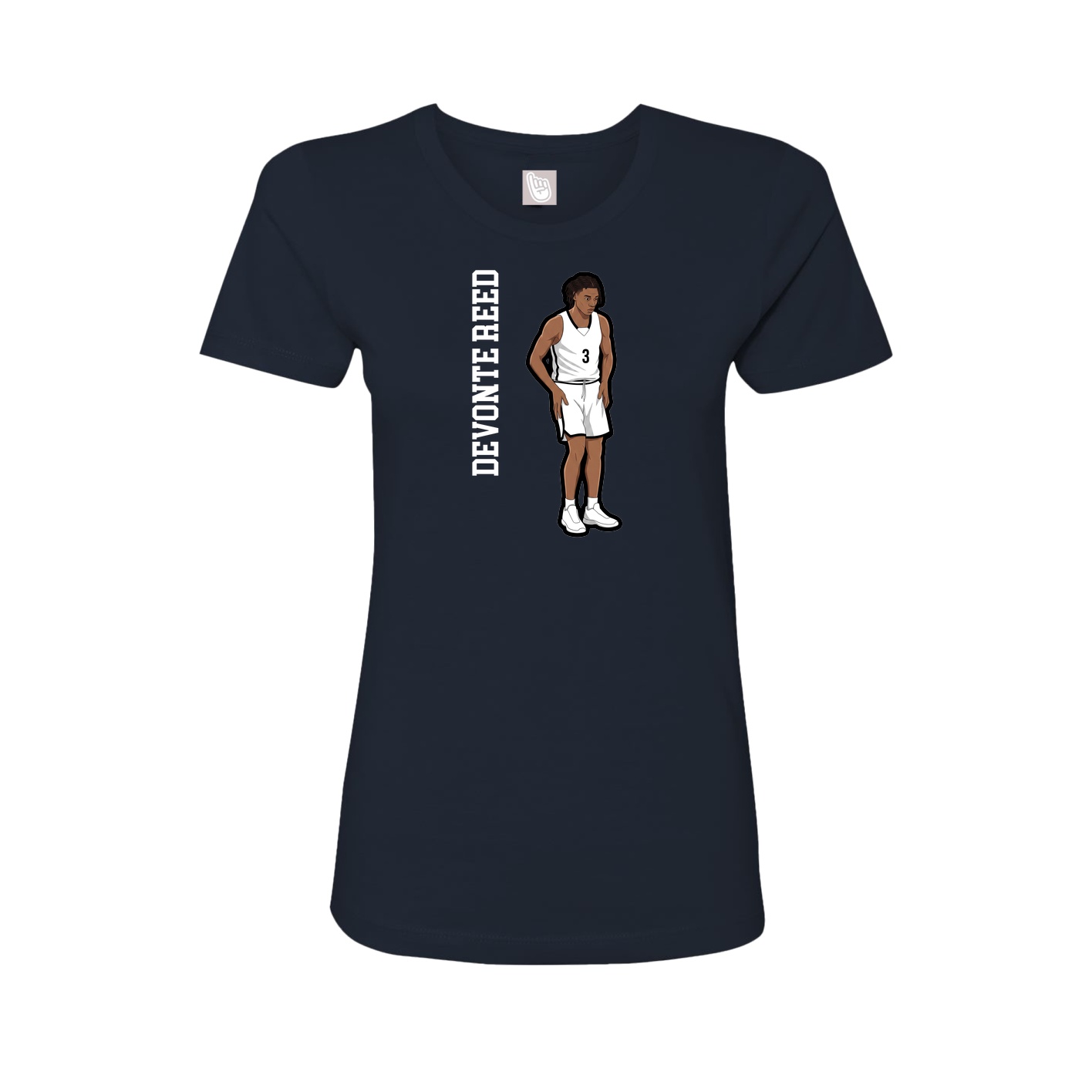 Fitted Women's Tee — Name Vertical in Navy