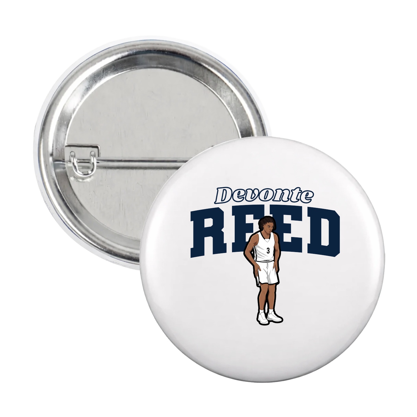 Game Day Button — Name Arch in White