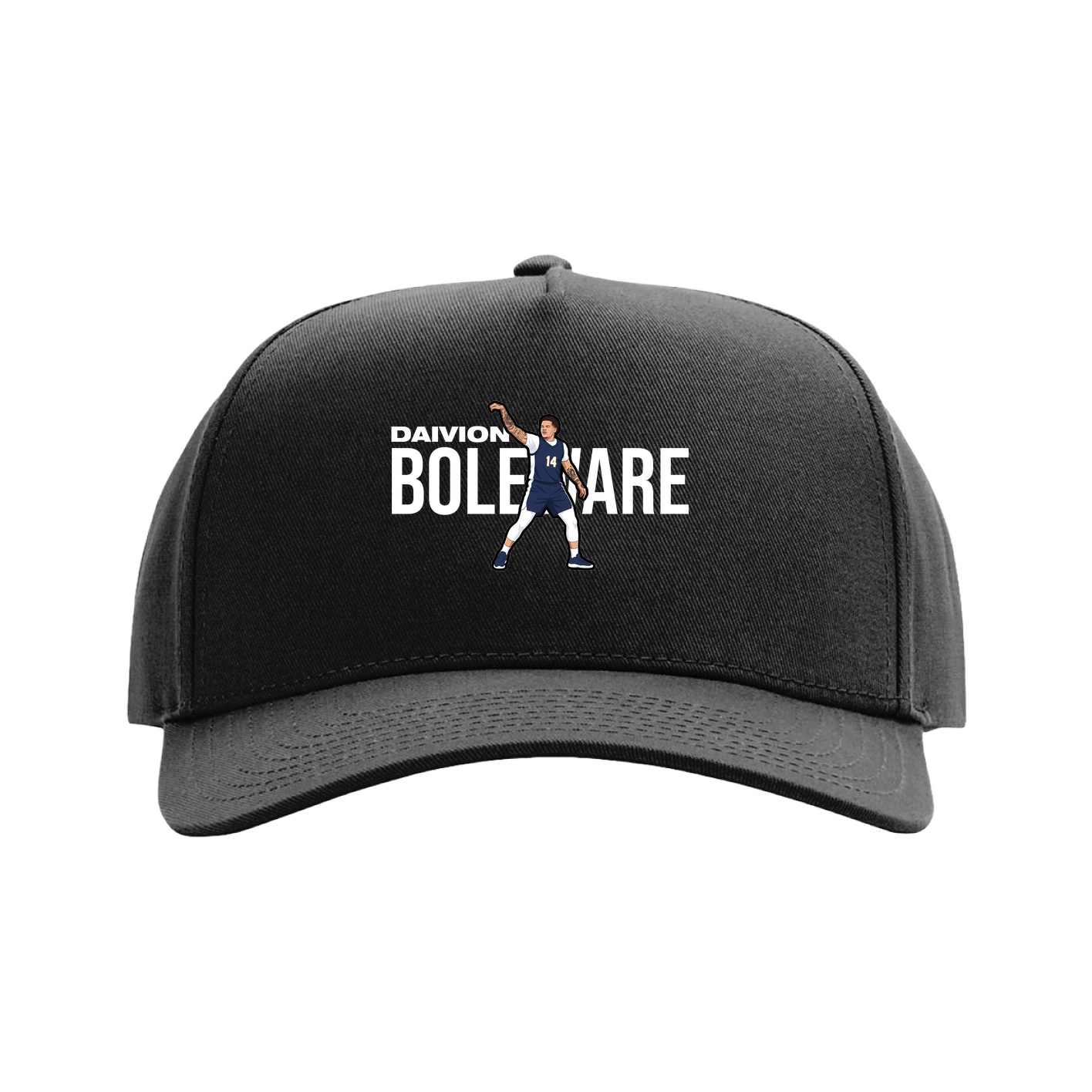Full Fabric Five-Panel Champ Cap — Player Name in Black