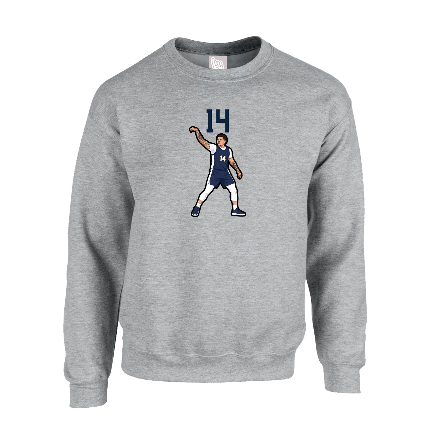 Fleece Crew — Number Top in Grey