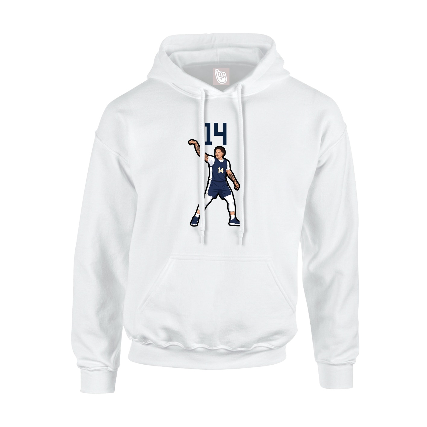Youth Hoodie — Number Top in White