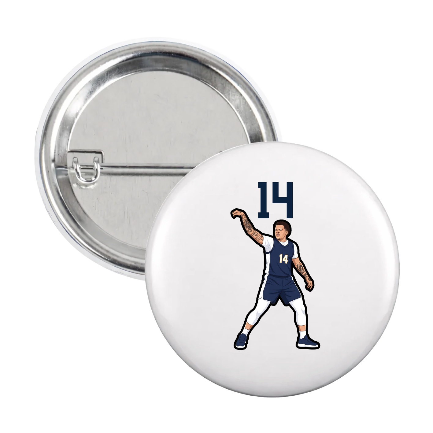Game Day Button — Number Top in White