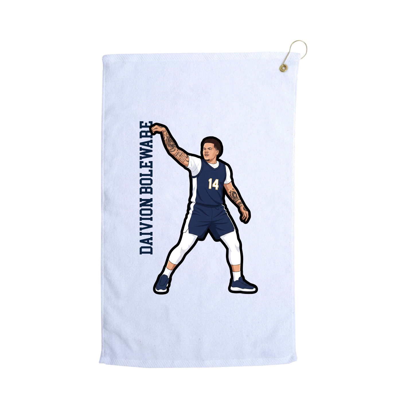 Golf Towel — Name Vertical in White