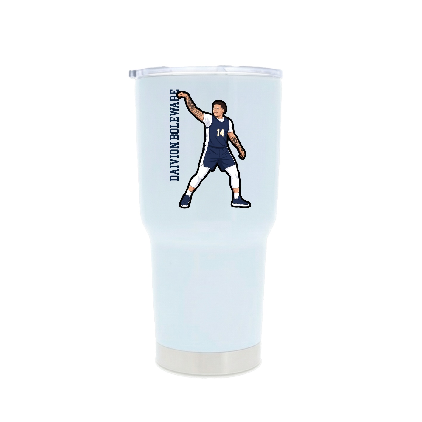 30oz Stainless Steel Tumbler — Name Vertical in White