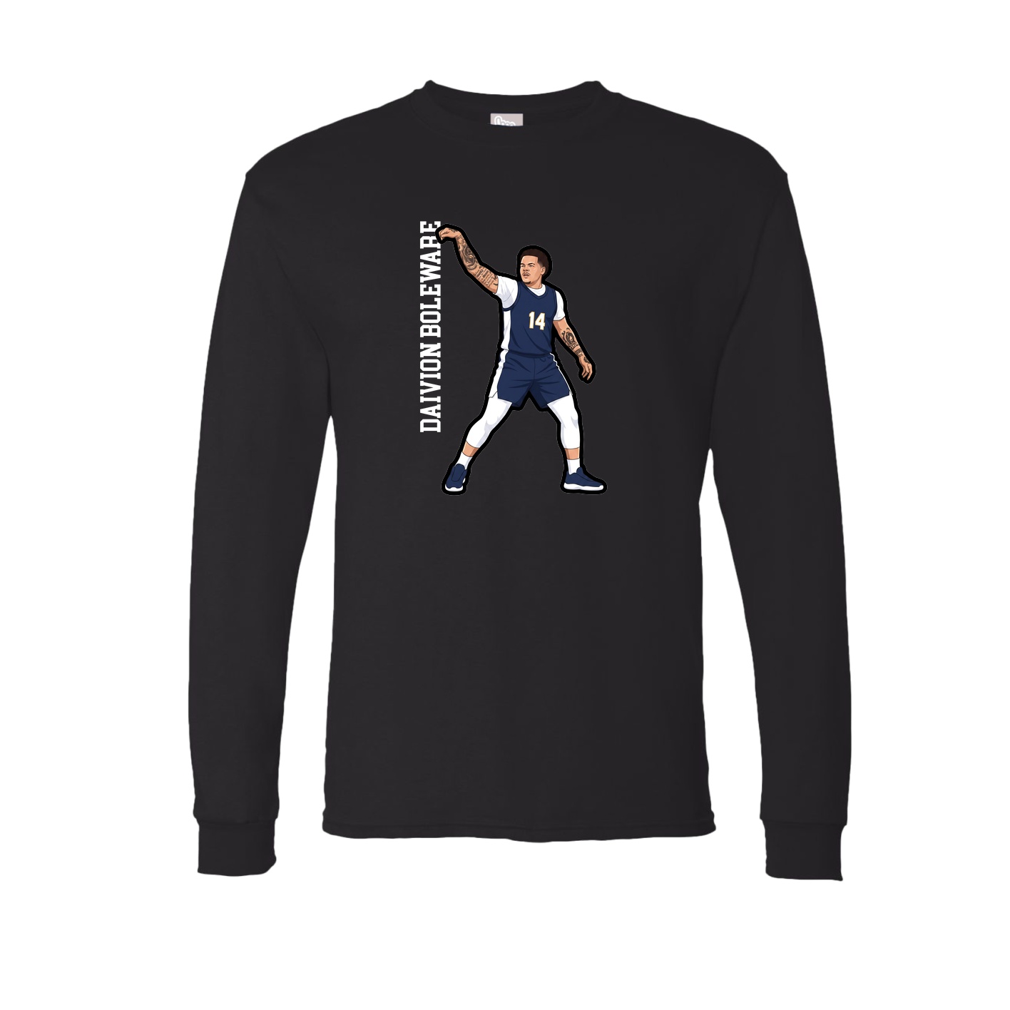 Long Sleeve Tee — Name Vertical in Black