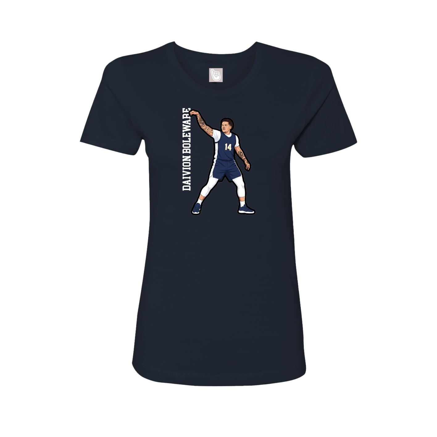 Fitted Women's Tee — Name Vertical in Navy