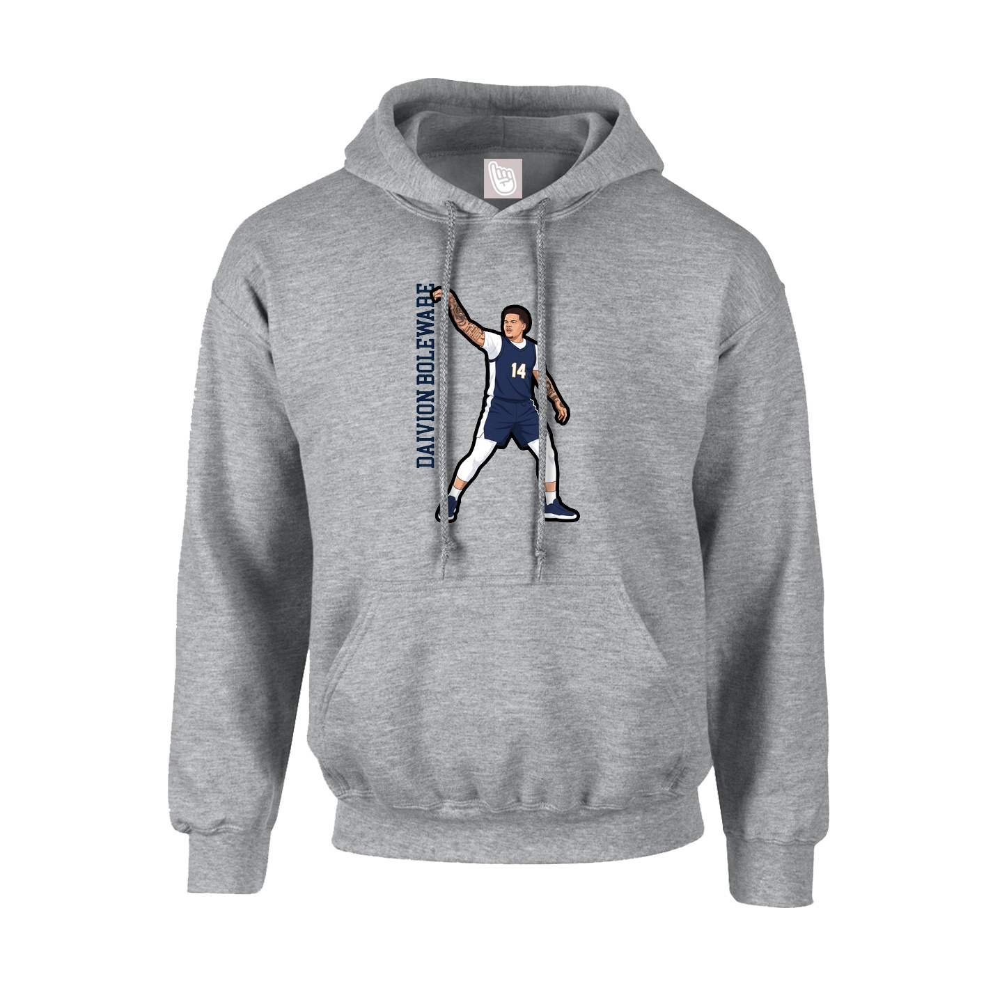Hoodie — Name Vertical in Grey
